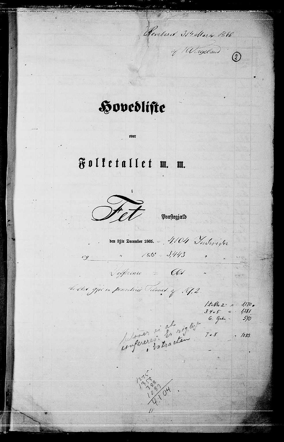 RA, Folketelling 1865 for 0227P Fet prestegjeld, 1865, s. 5