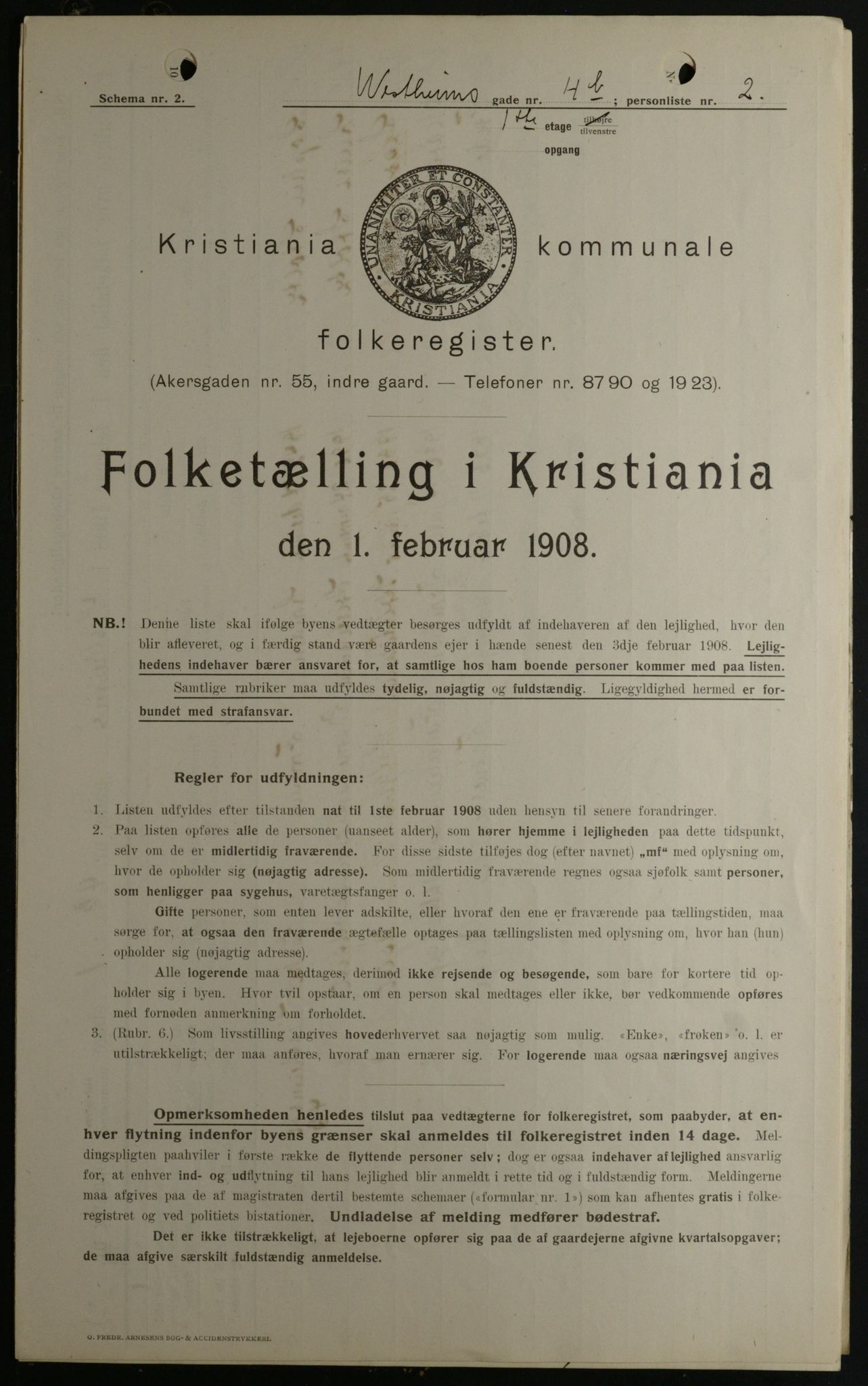 OBA, Kommunal folketelling 1.2.1908 for Kristiania kjøpstad, 1908, s. 109972