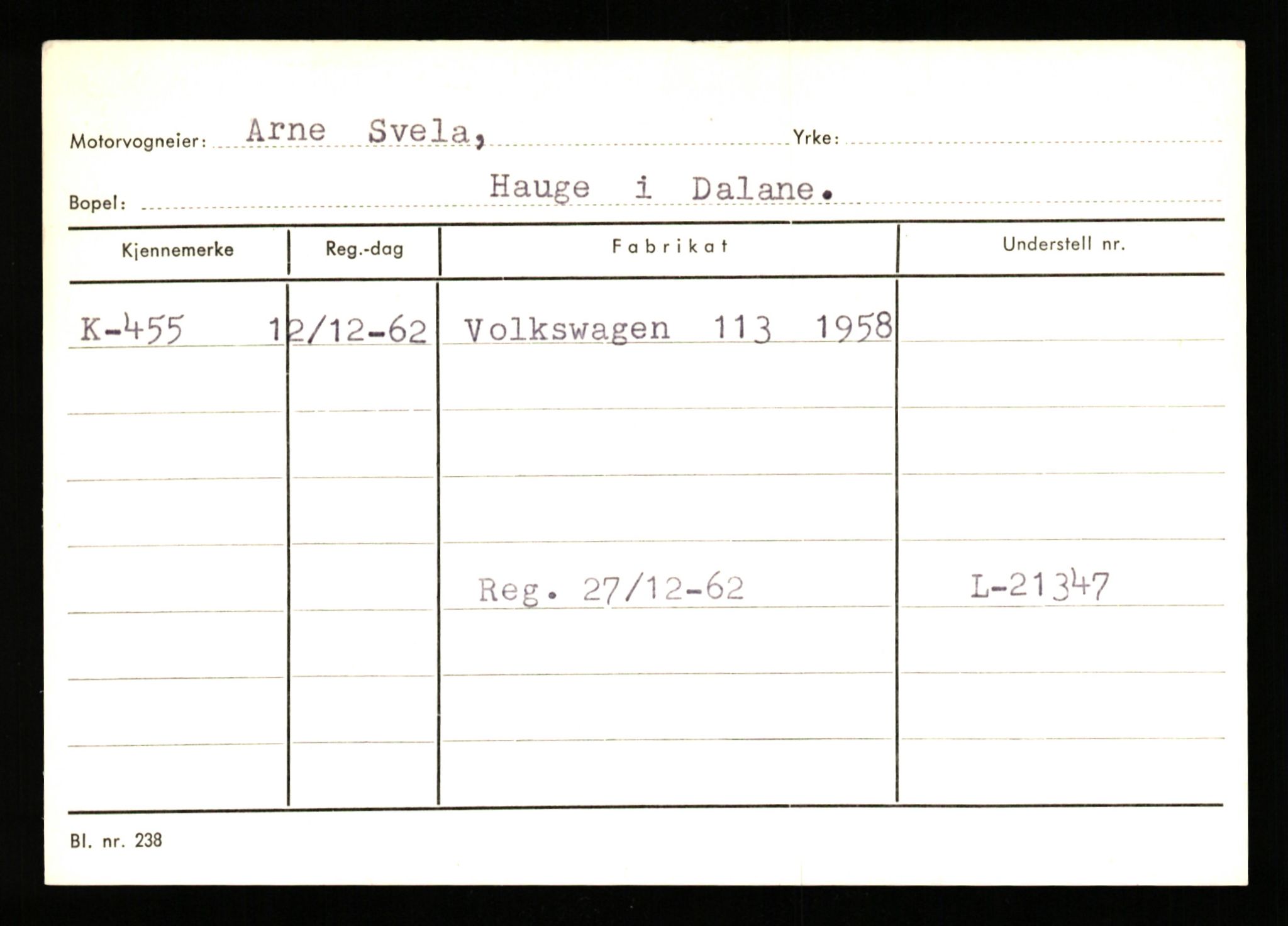 Stavanger trafikkstasjon, SAST/A-101942/0/G/L0001: Registreringsnummer: 0 - 5782, 1930-1971, s. 269