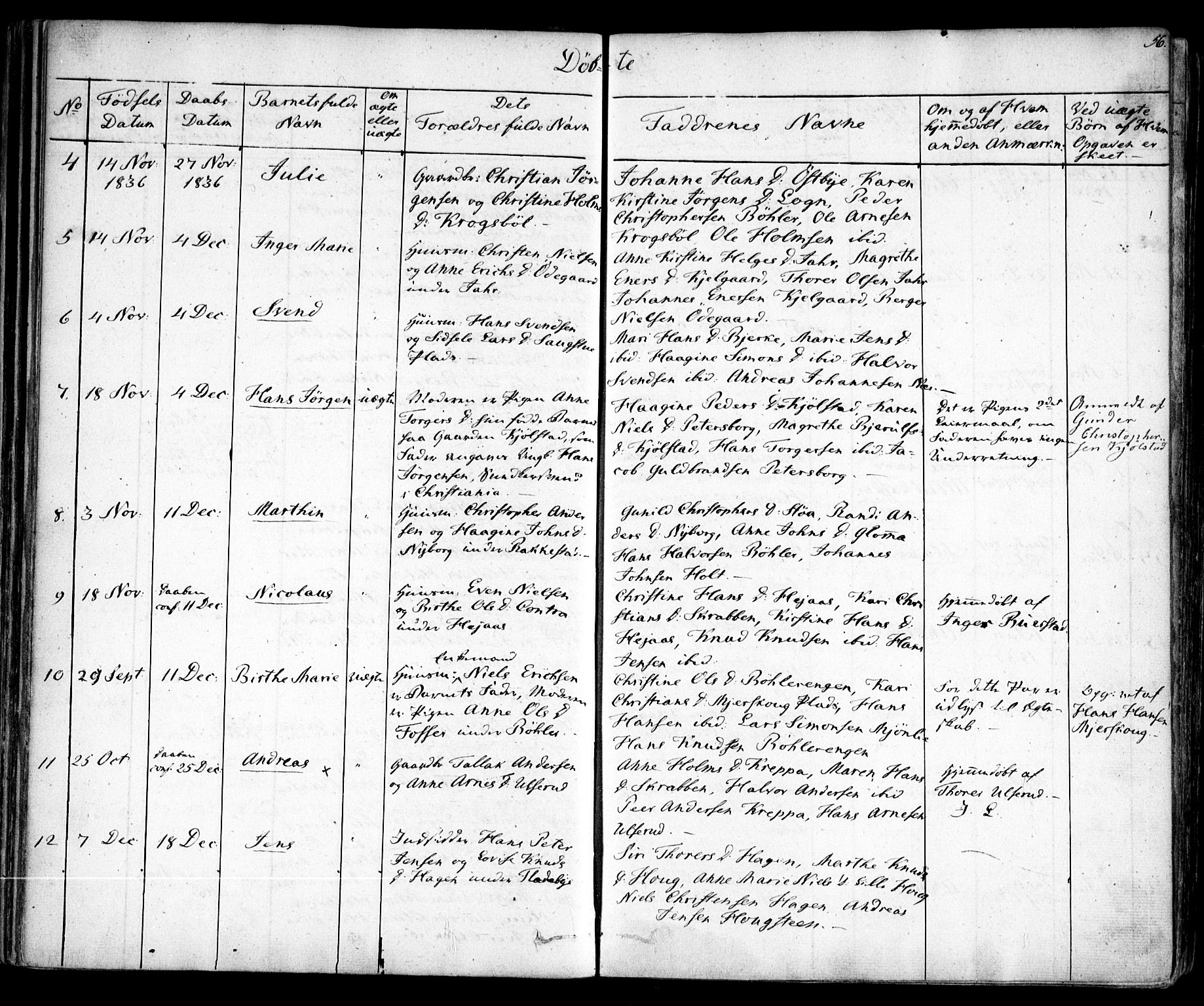 Enebakk prestekontor Kirkebøker, AV/SAO-A-10171c/F/Fa/L0009: Ministerialbok nr. I 9, 1832-1861, s. 56