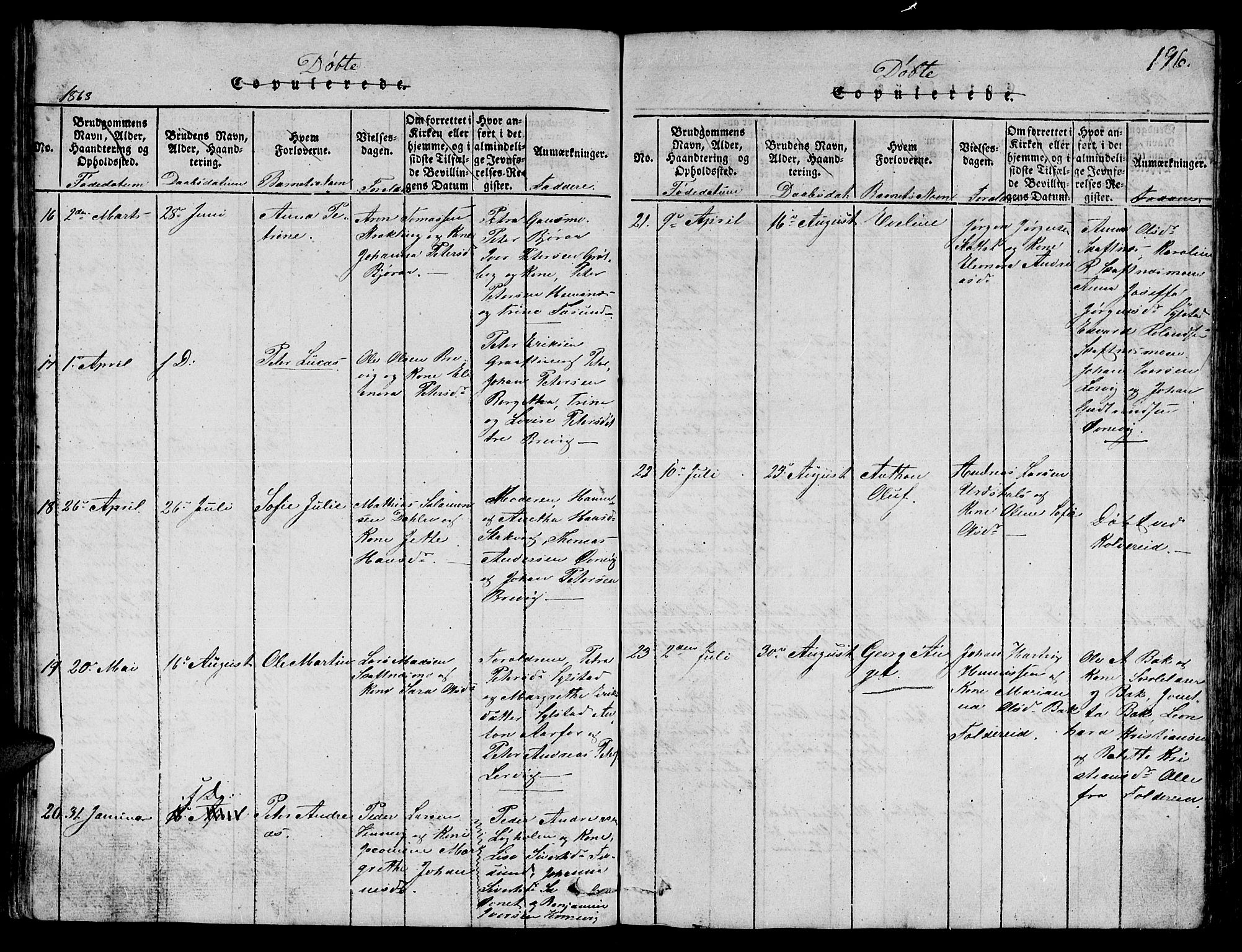 Ministerialprotokoller, klokkerbøker og fødselsregistre - Nord-Trøndelag, SAT/A-1458/780/L0648: Klokkerbok nr. 780C01 /3, 1815-1877, s. 196