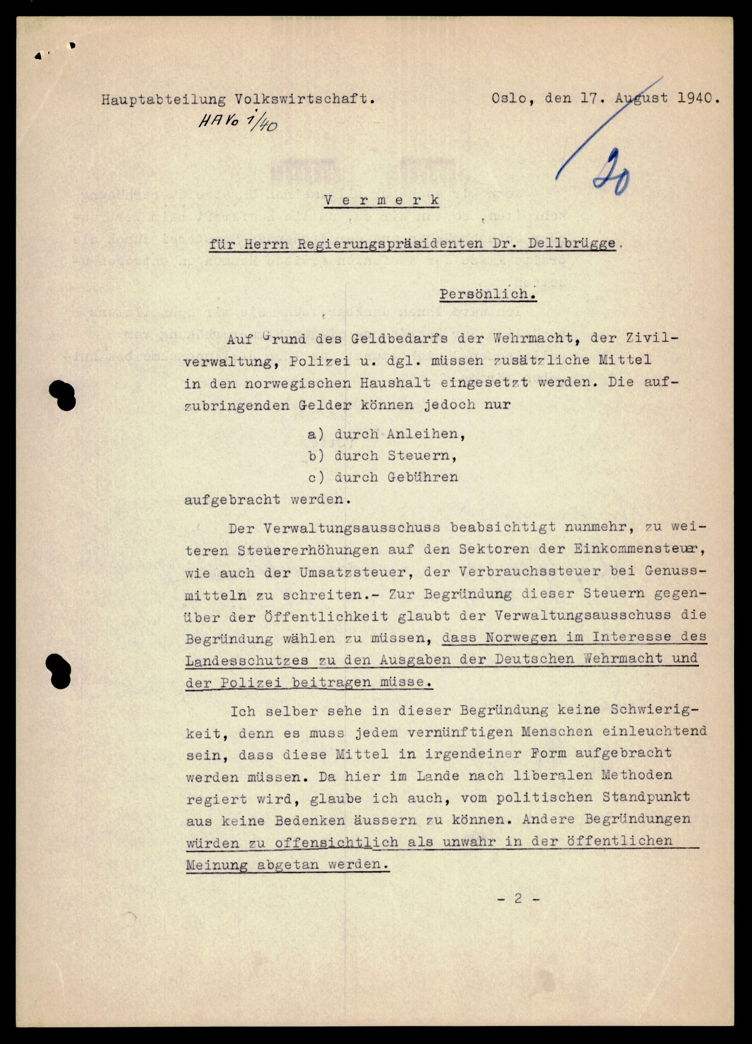 Forsvarets Overkommando. 2 kontor. Arkiv 11.4. Spredte tyske arkivsaker, AV/RA-RAFA-7031/D/Dar/Darb/L0004: Reichskommissariat - Hauptabteilung Vervaltung og Hauptabteilung Volkswirtschaft, 1940-1945, s. 510