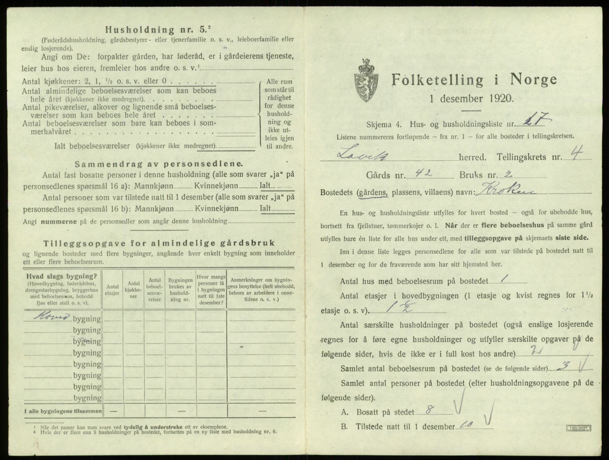 SAB, Folketelling 1920 for 1415 Lavik herred, 1920, s. 130