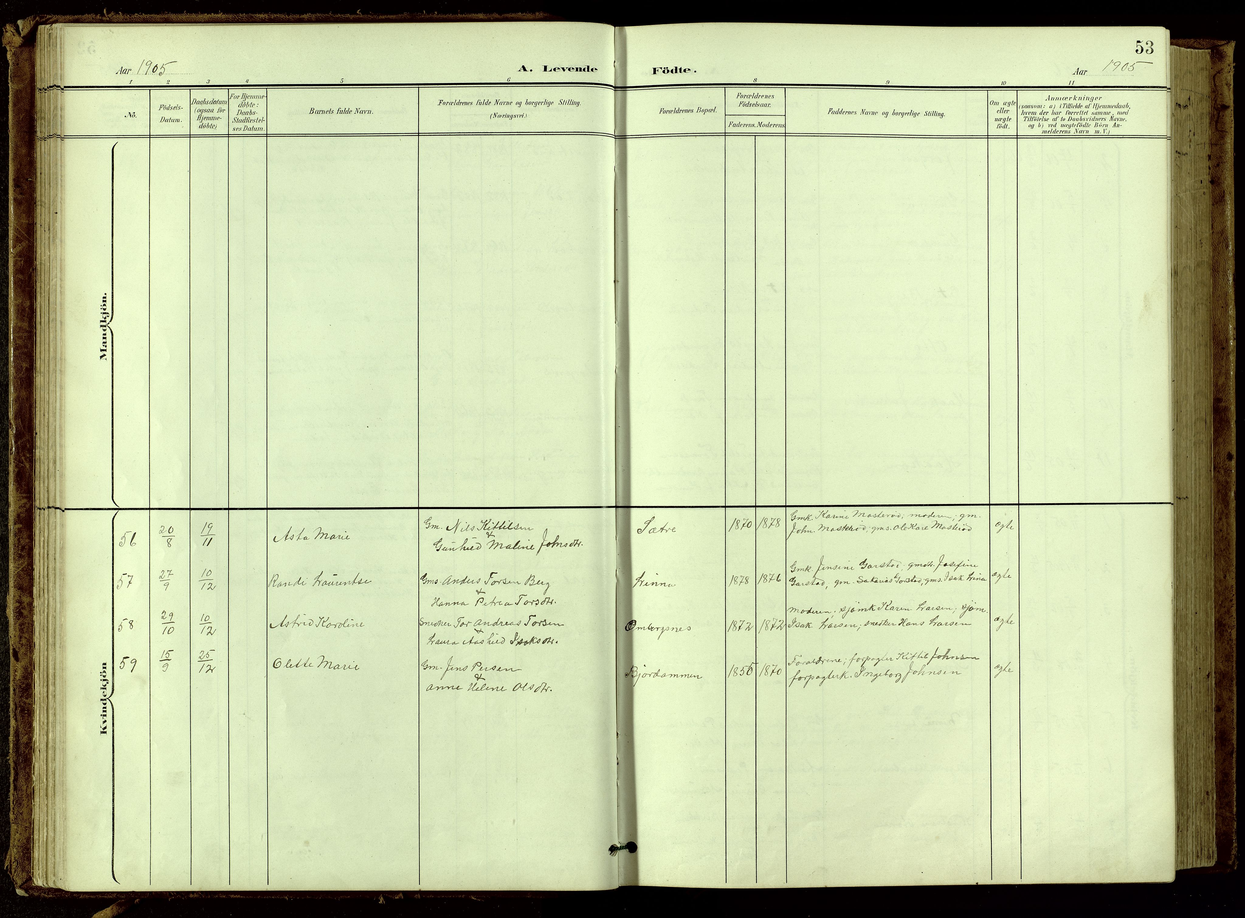 Bamble kirkebøker, AV/SAKO-A-253/G/Ga/L0010: Klokkerbok nr. I 10, 1901-1919, s. 53