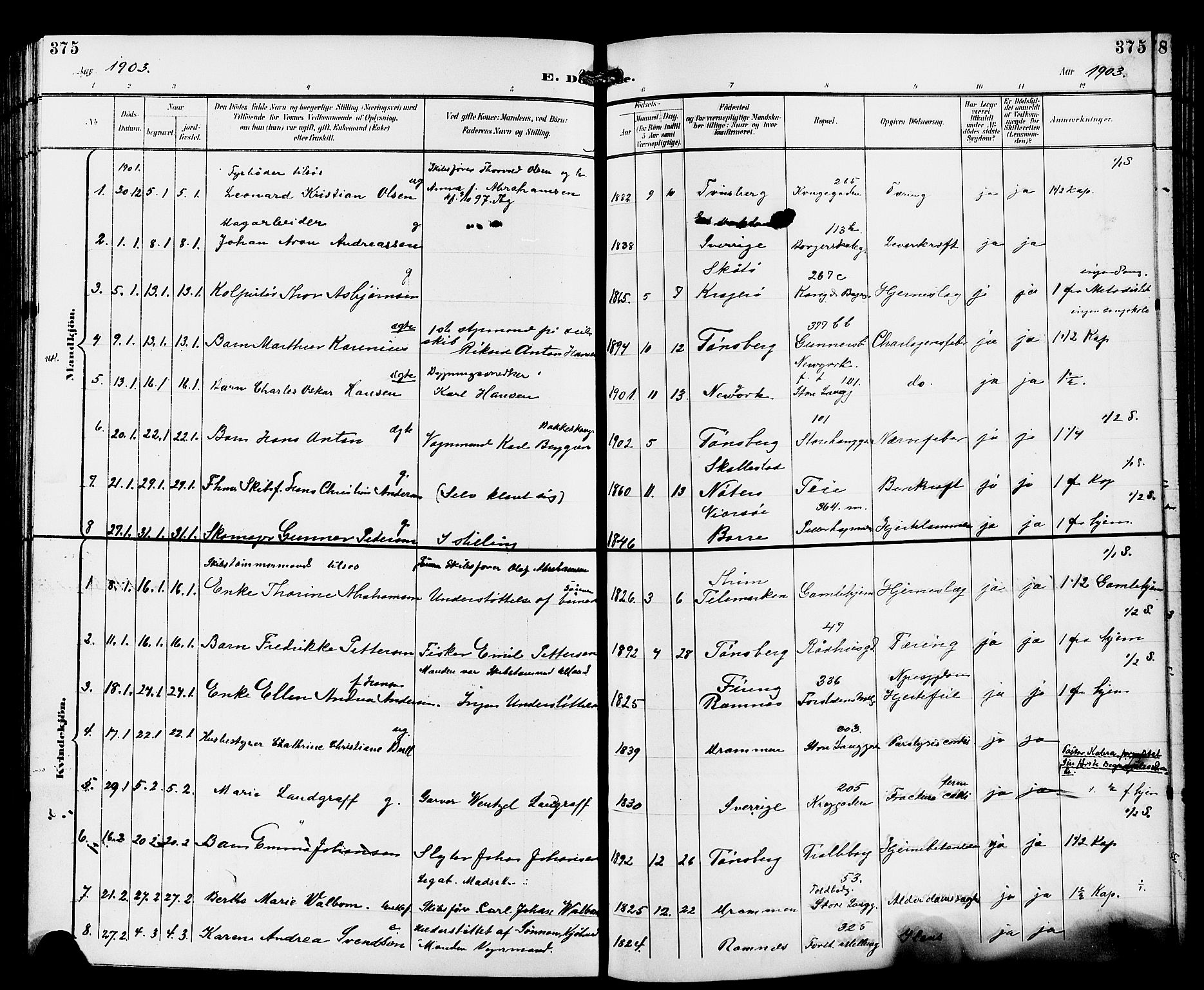 Tønsberg kirkebøker, AV/SAKO-A-330/G/Ga/L0007: Klokkerbok nr. 7, 1896-1904, s. 375