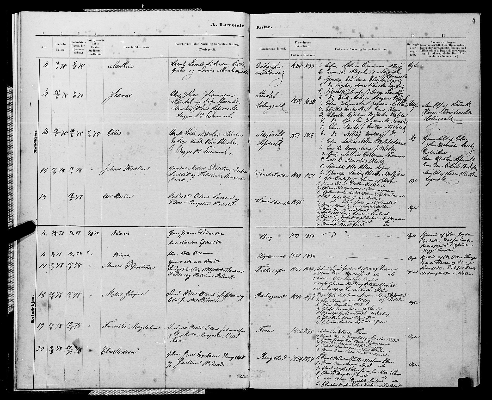 Ministerialprotokoller, klokkerbøker og fødselsregistre - Nord-Trøndelag, SAT/A-1458/714/L0134: Klokkerbok nr. 714C03, 1878-1898, s. 4