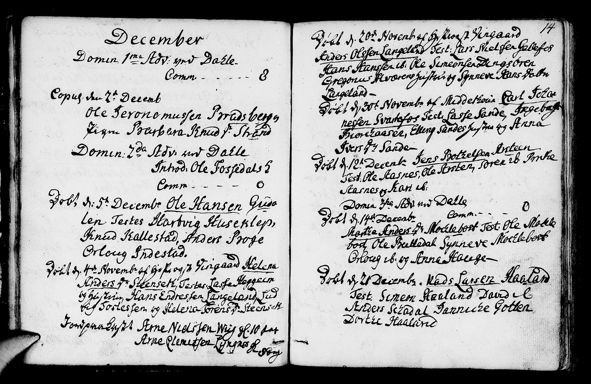 Fjaler sokneprestembete, AV/SAB-A-79801/H/Haa/Haaa/L0003: Ministerialbok nr. A 3, 1799-1814, s. 14