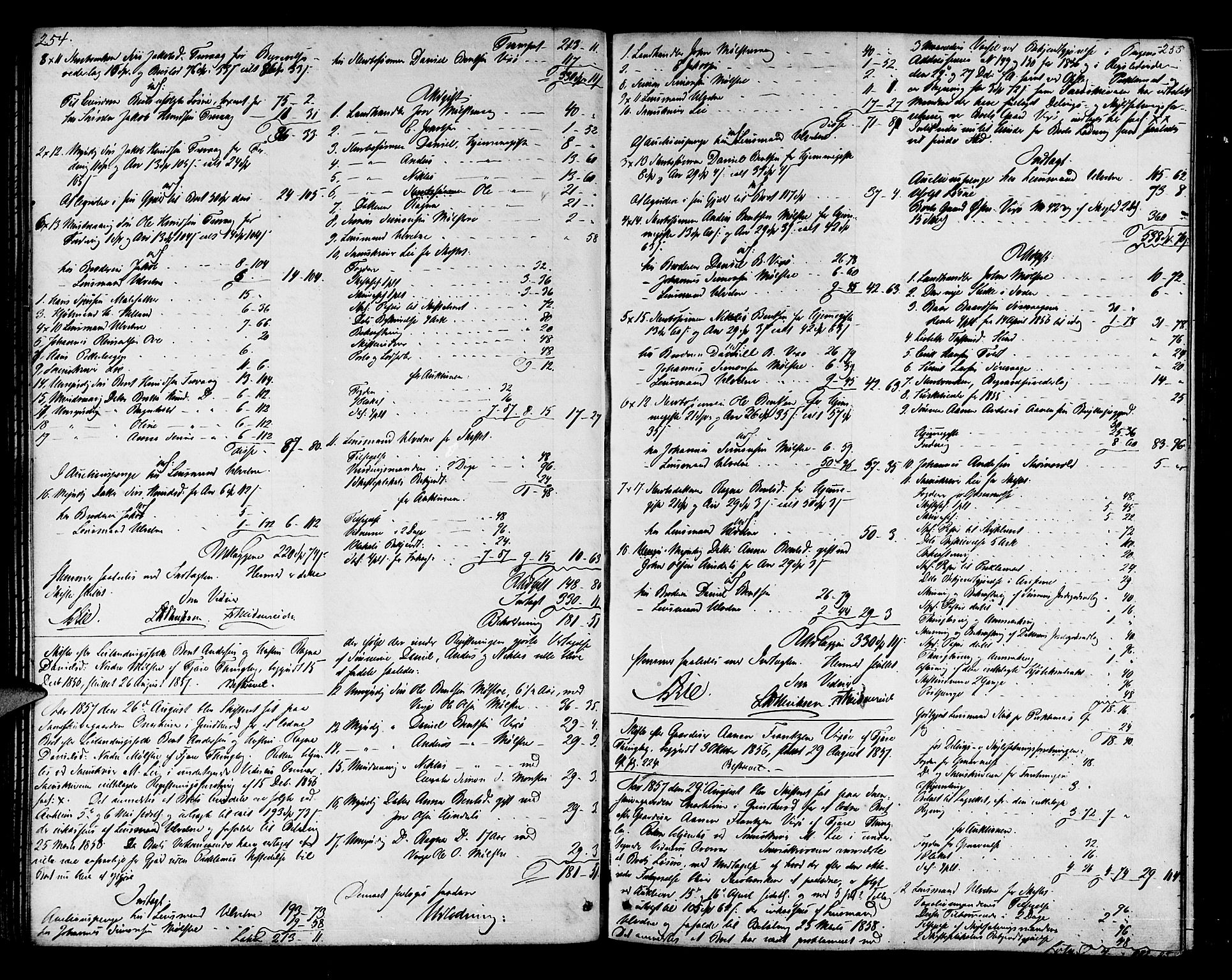 Sunnhordland sorenskrivar, AV/SAB-A-2401/1/H/Ha/Had/L0007: Skifteprotokollar. Føyen, Fjære og Våg. Register i protokoll., 1853-1864, s. 254-255