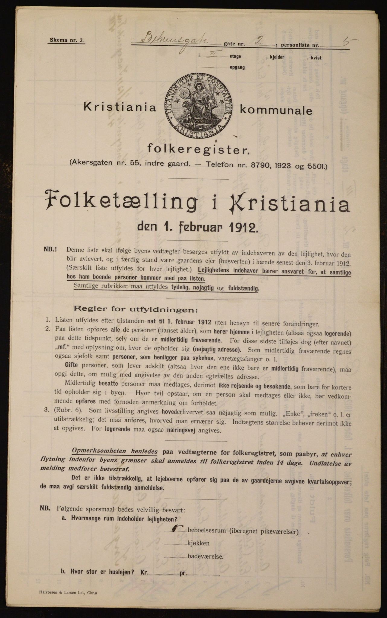 OBA, Kommunal folketelling 1.2.1912 for Kristiania, 1912, s. 3268