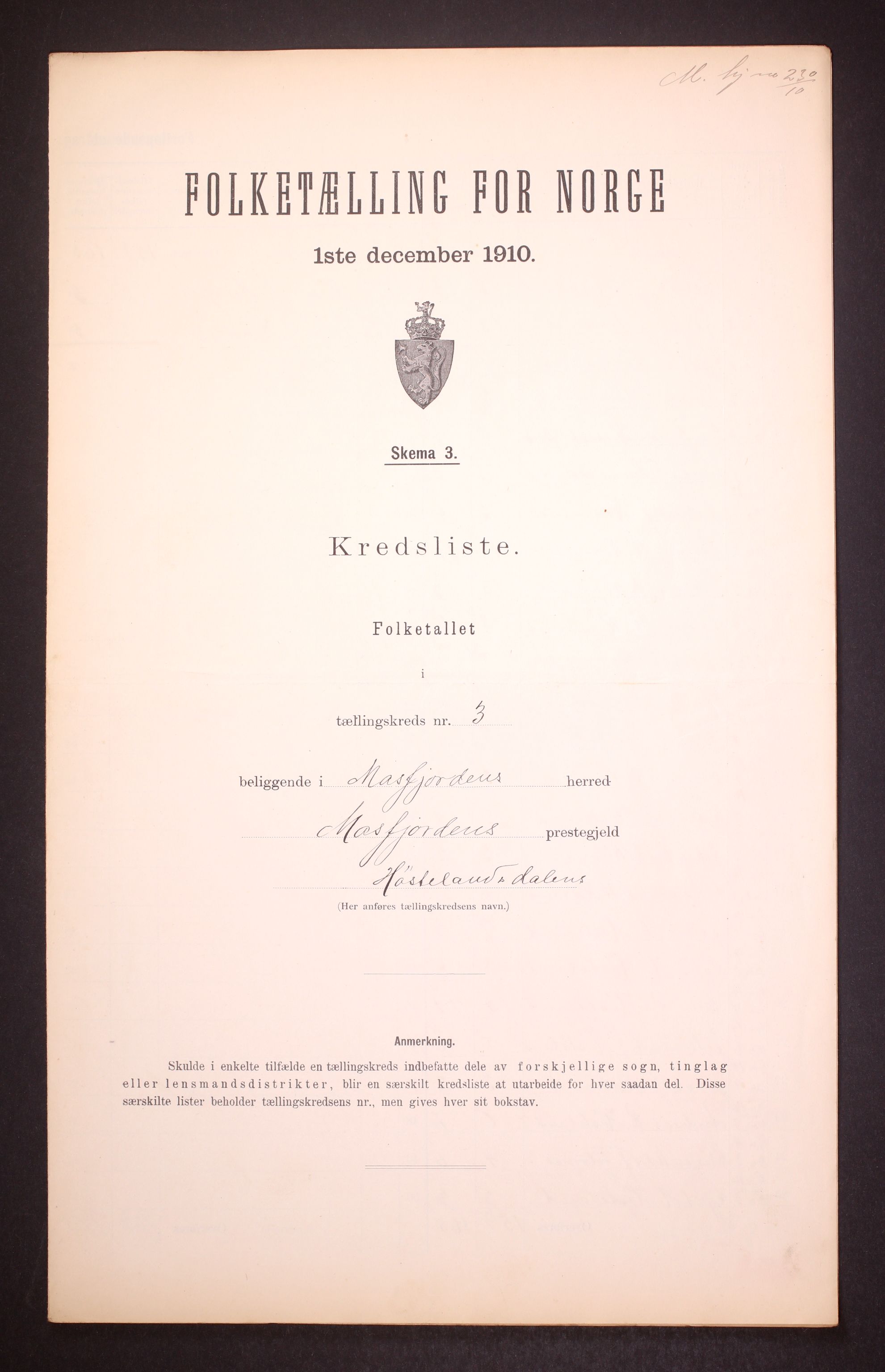 RA, Folketelling 1910 for 1266 Masfjorden herred, 1910, s. 10