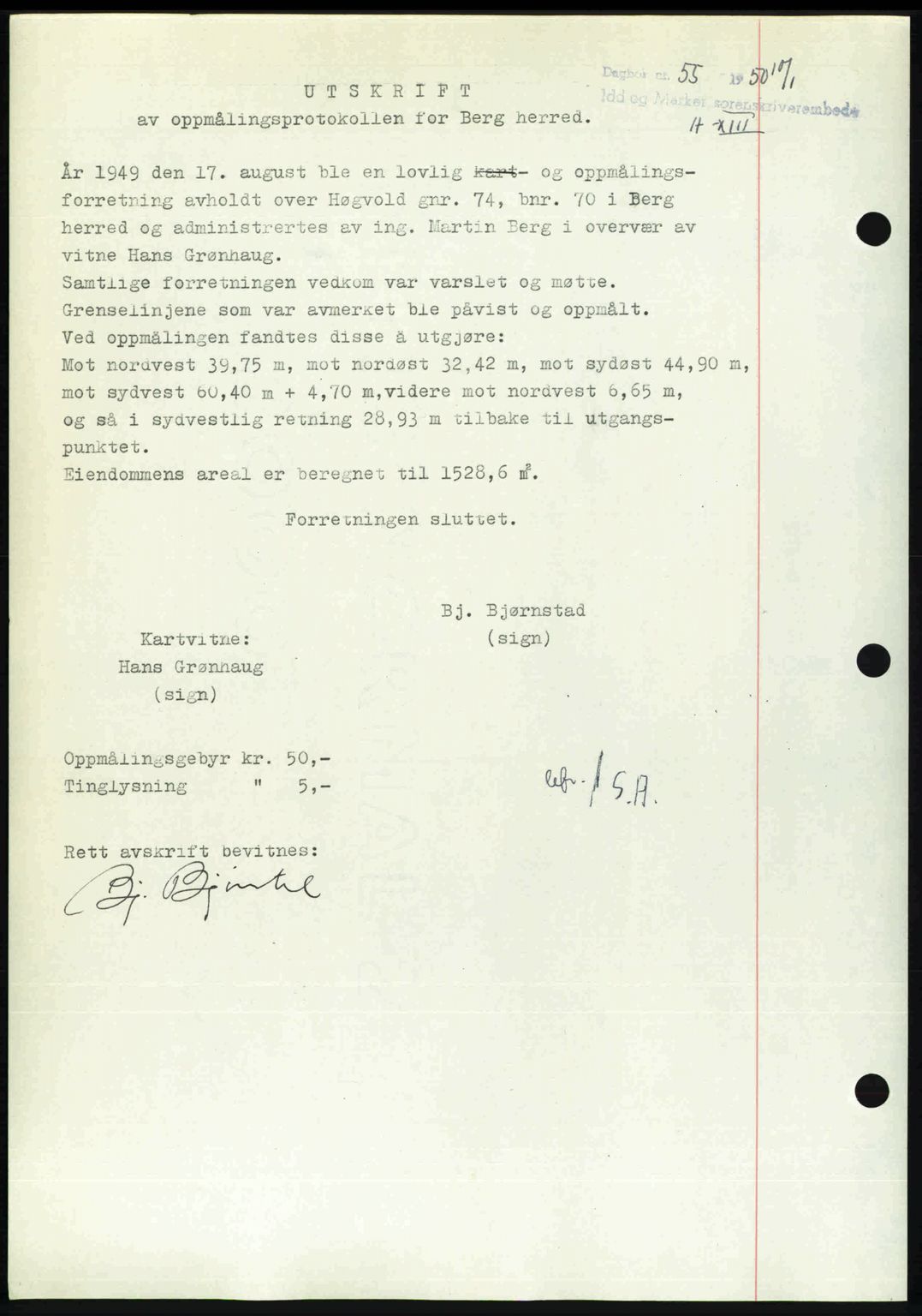 Idd og Marker sorenskriveri, SAO/A-10283/G/Gb/Gbb/L0013: Pantebok nr. A13, 1949-1950, Dagboknr: 55/1950