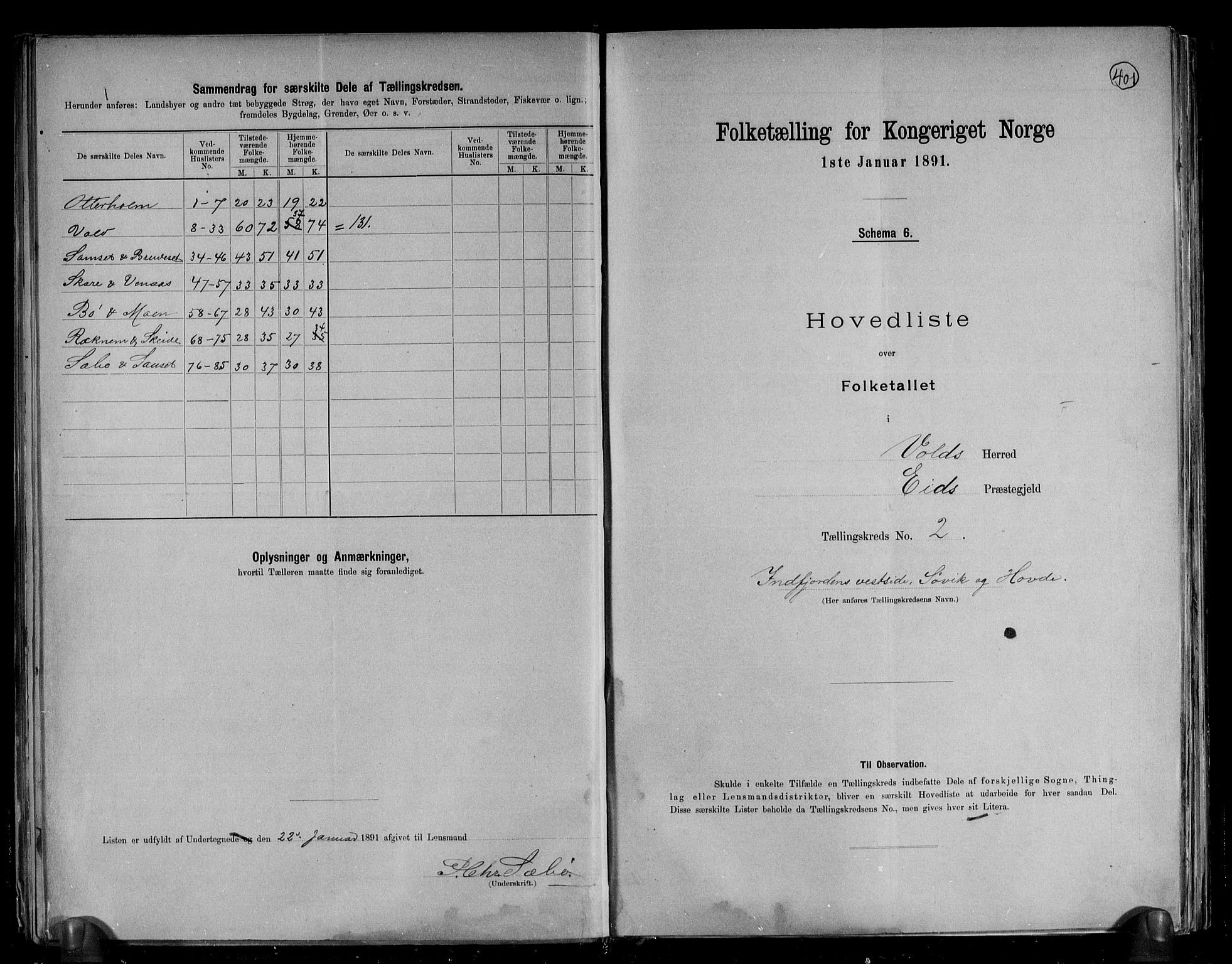 RA, Folketelling 1891 for 1537 Voll herred, 1891, s. 6