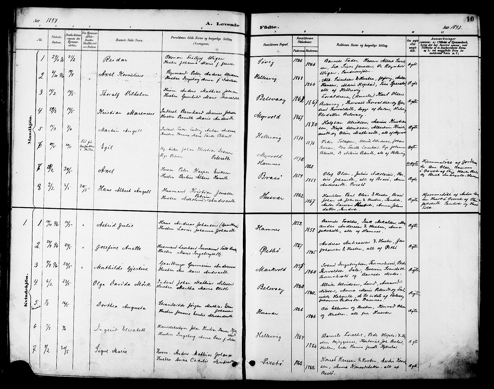 Ministerialprotokoller, klokkerbøker og fødselsregistre - Nordland, AV/SAT-A-1459/830/L0463: Klokkerbok nr. 830C05, 1895-1906, s. 10