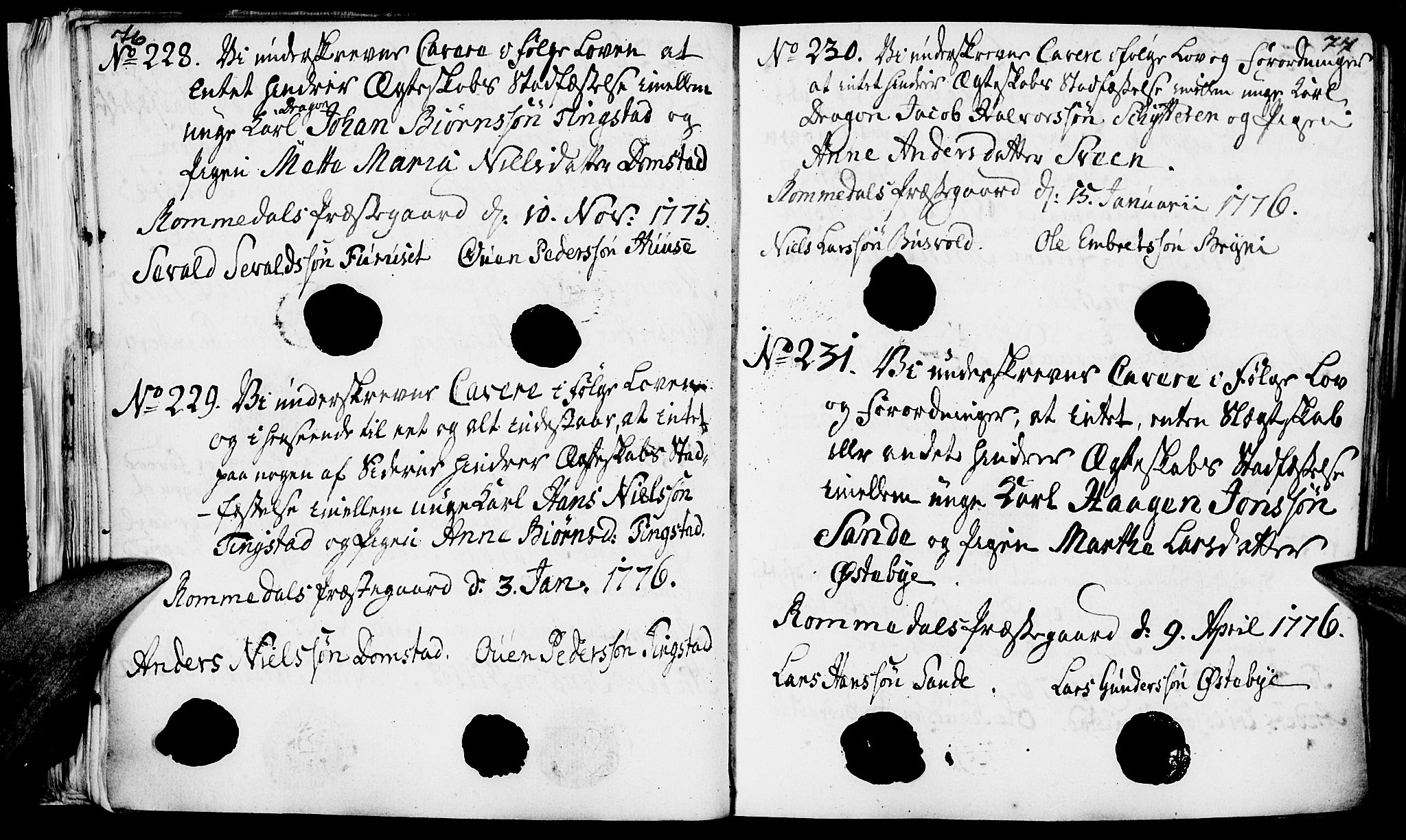 Romedal prestekontor, SAH/PREST-004/I/L0001: Forlovererklæringer nr. 1, 1762-1802, s. 76-77