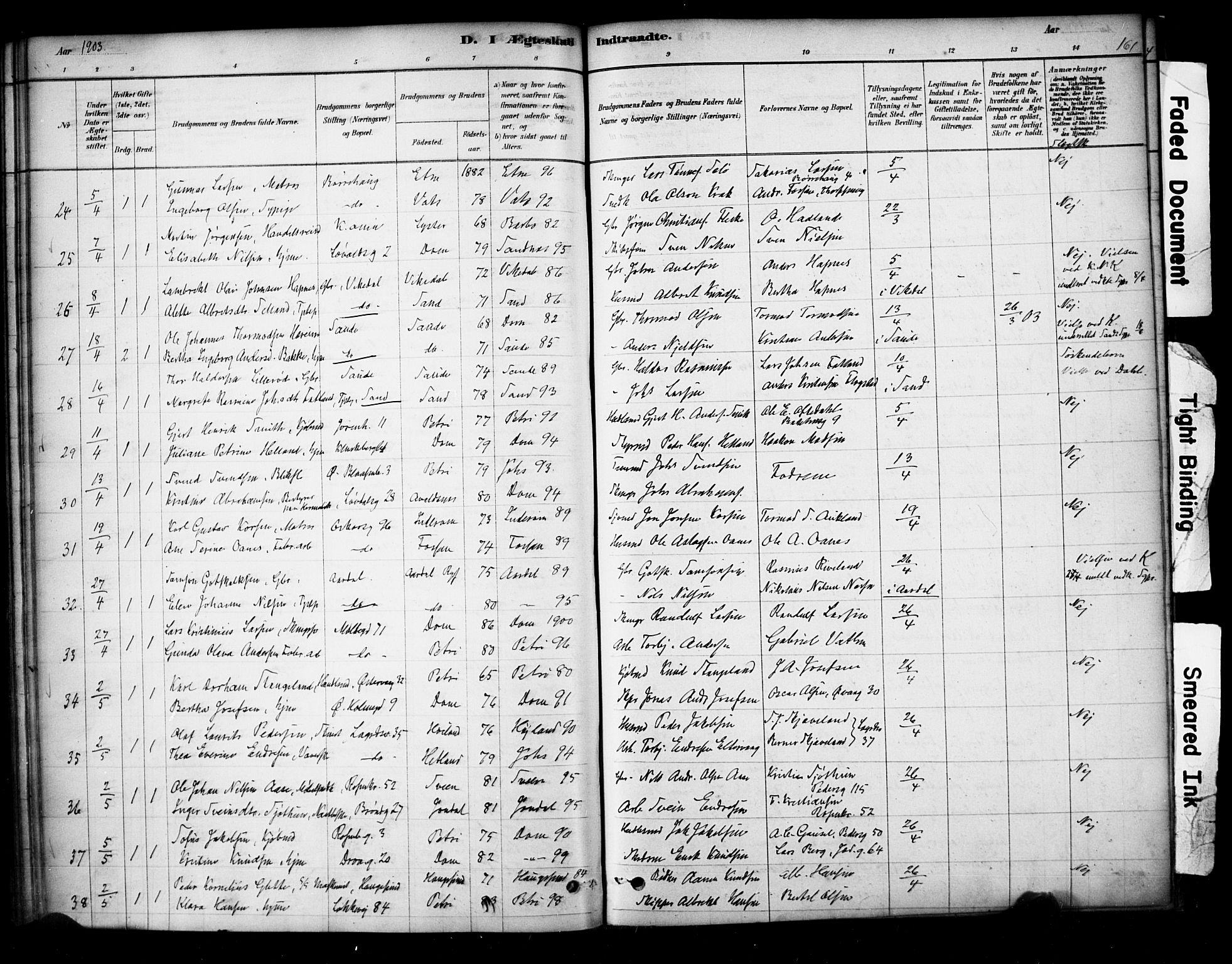 Domkirken sokneprestkontor, AV/SAST-A-101812/001/30/30BA/L0029: Ministerialbok nr. A 28, 1878-1904, s. 161