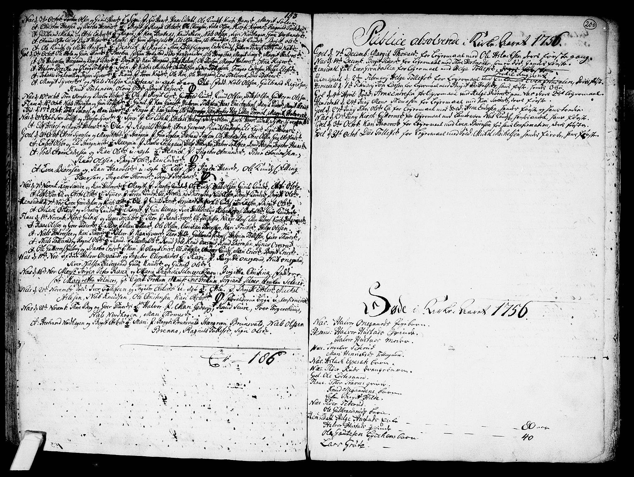 Nes kirkebøker, AV/SAKO-A-236/F/Fa/L0002: Ministerialbok nr. 2, 1707-1759, s. 200