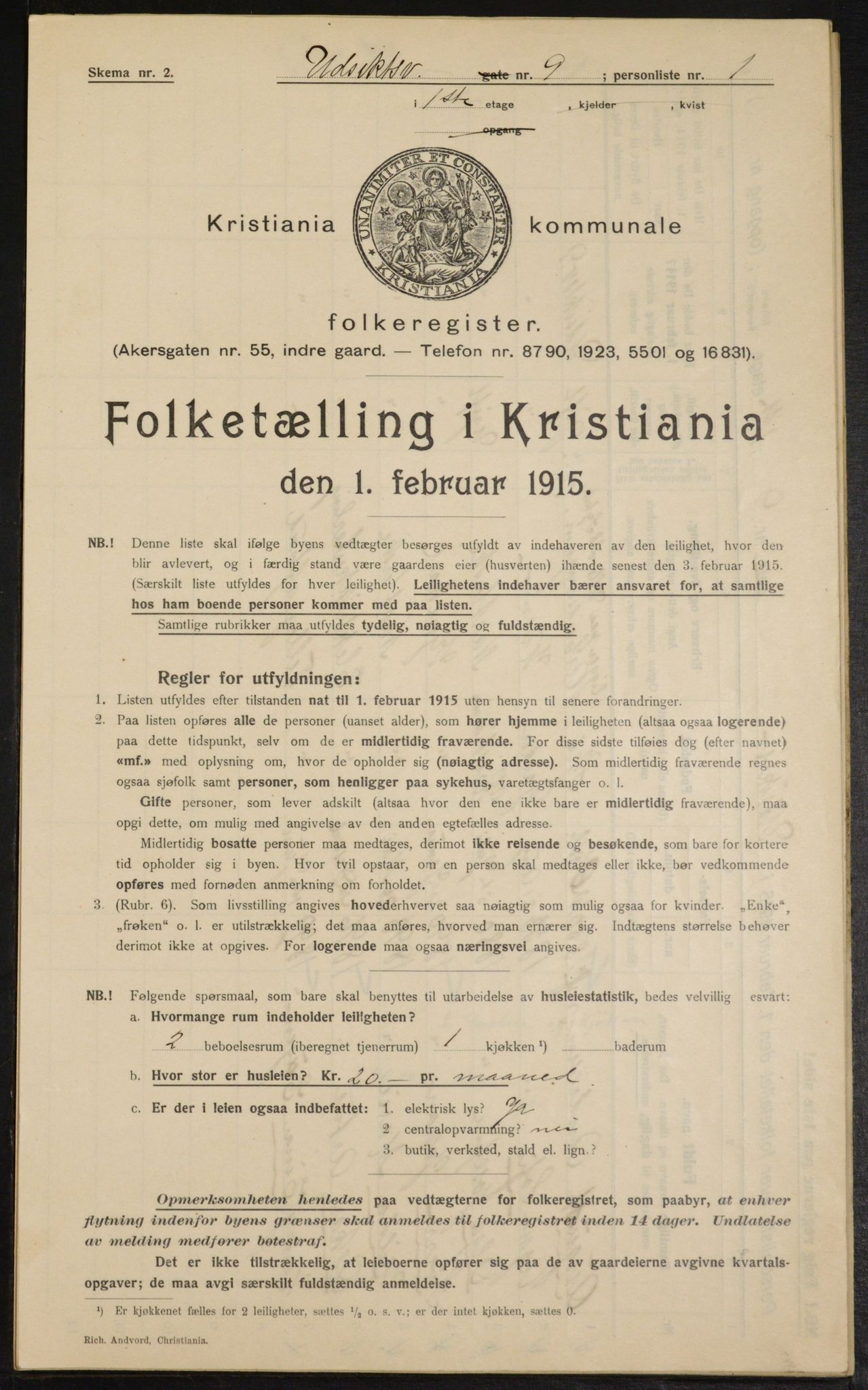 OBA, Kommunal folketelling 1.2.1915 for Kristiania, 1915, s. 121967