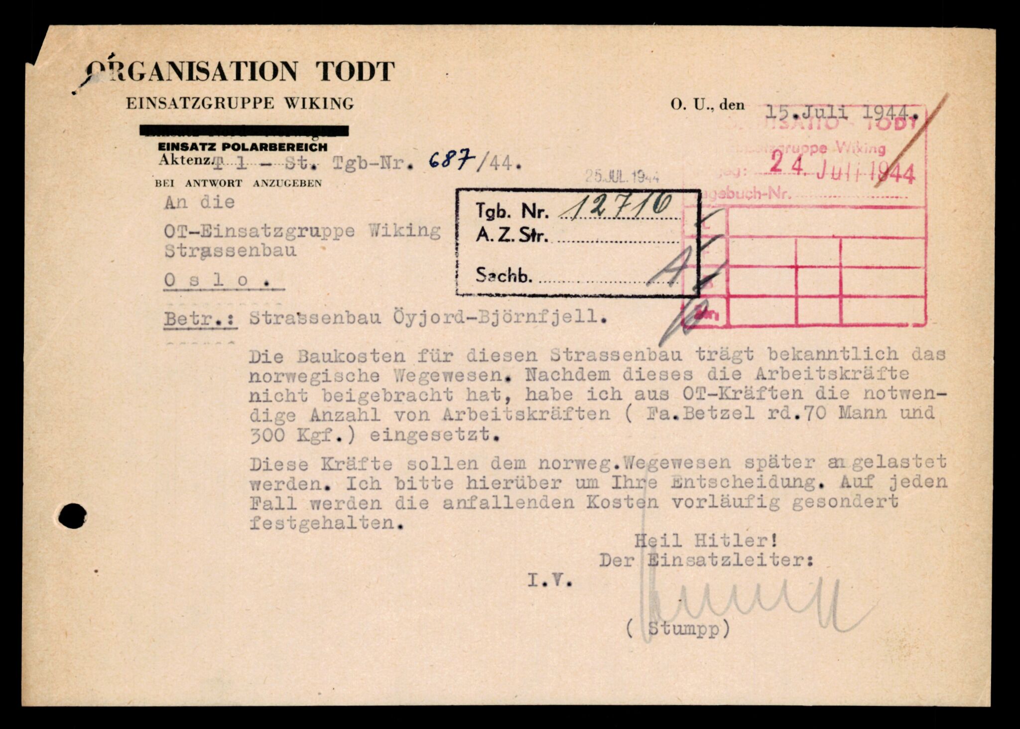 Forsvarets Overkommando. 2 kontor. Arkiv 11.4. Spredte tyske arkivsaker, AV/RA-RAFA-7031/D/Dar/Darb/L0001: Reichskommissariat - Hauptabteilung Technik und Verkehr, 1940-1944, s. 476