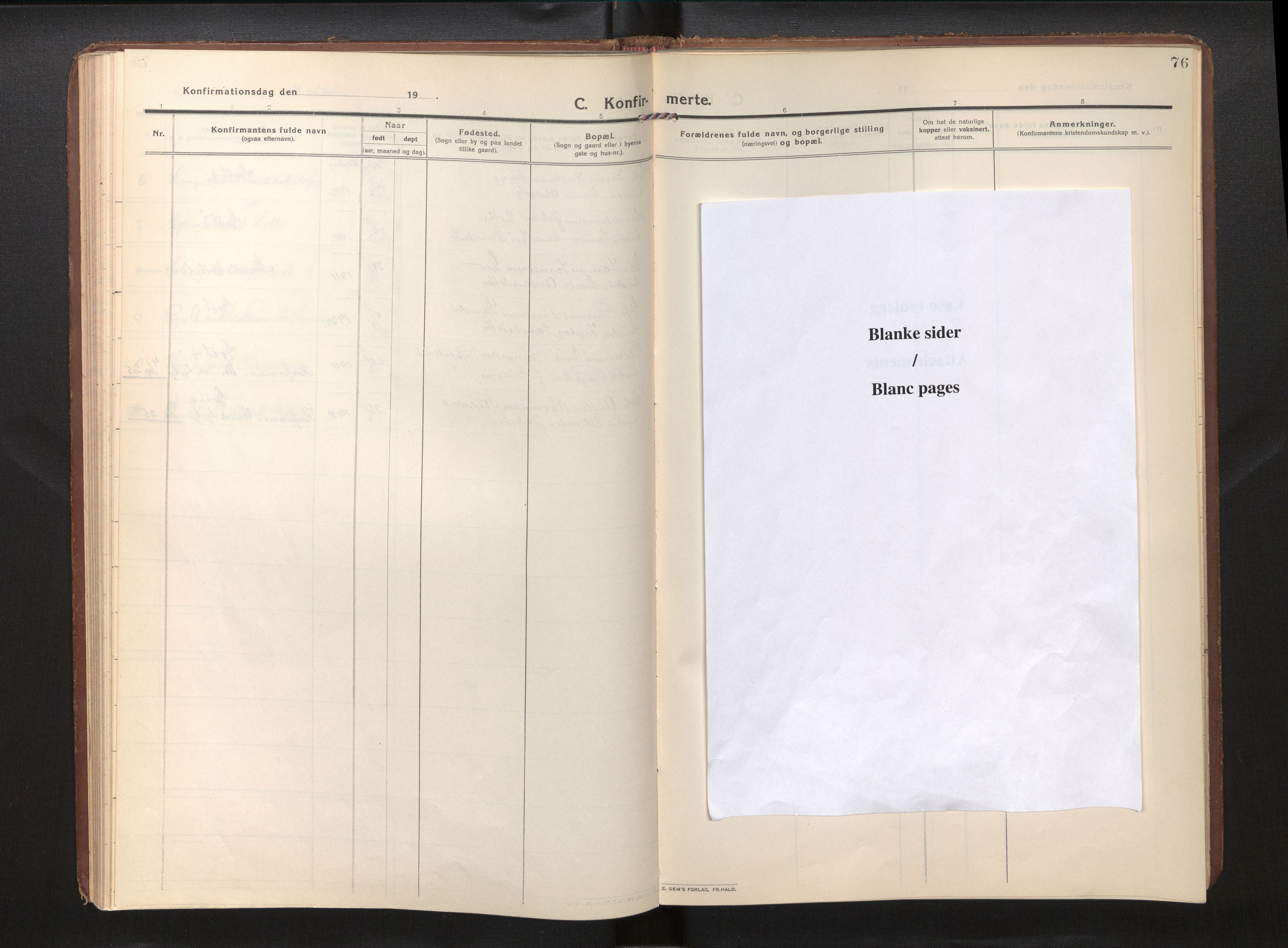 Gloppen sokneprestembete, SAB/A-80101/H/Haa/Haad/L0002: Ministerialbok nr. D 2, 1911-1925, s. 75b-76a