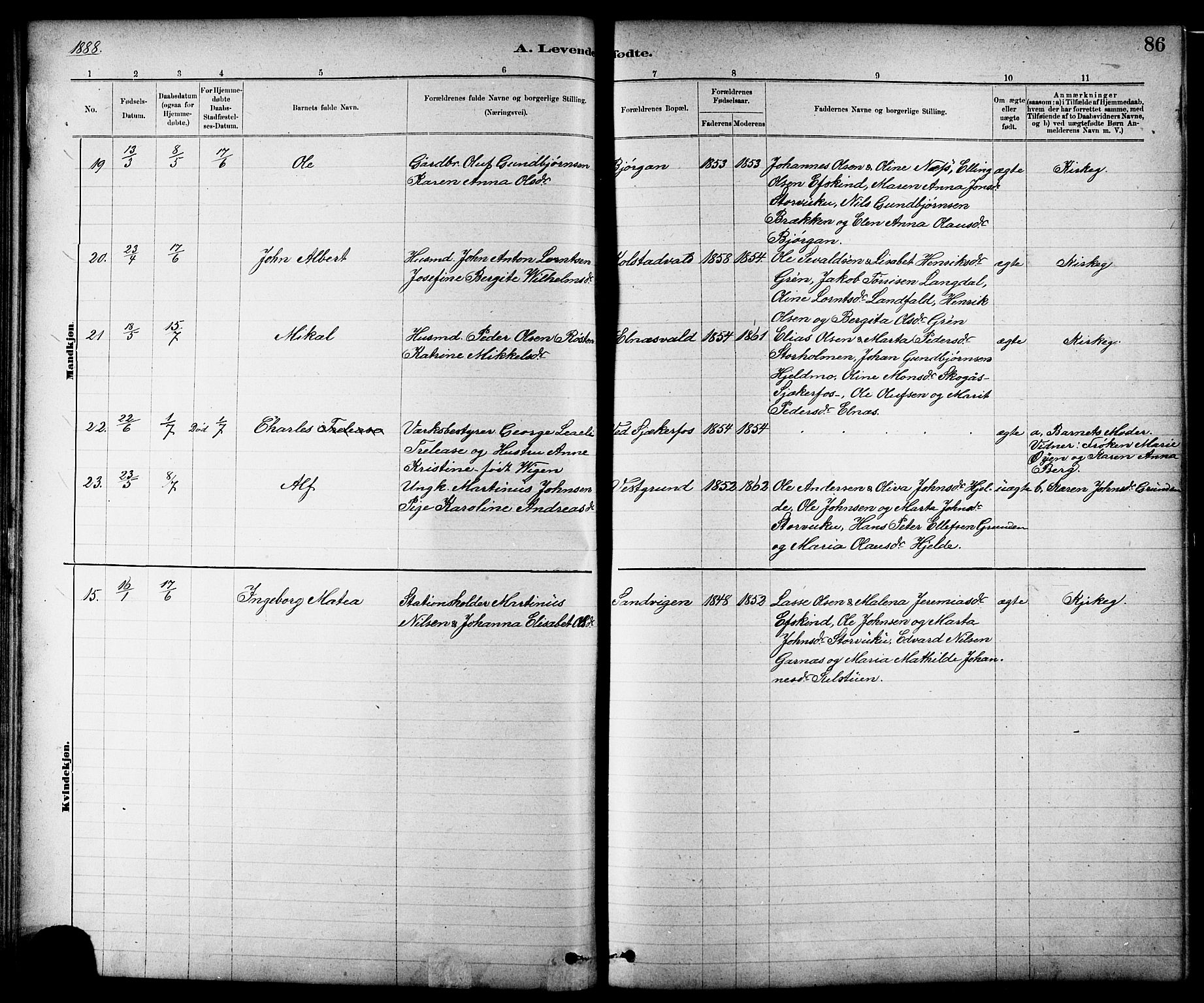Ministerialprotokoller, klokkerbøker og fødselsregistre - Nord-Trøndelag, SAT/A-1458/724/L0267: Klokkerbok nr. 724C03, 1879-1898, s. 86