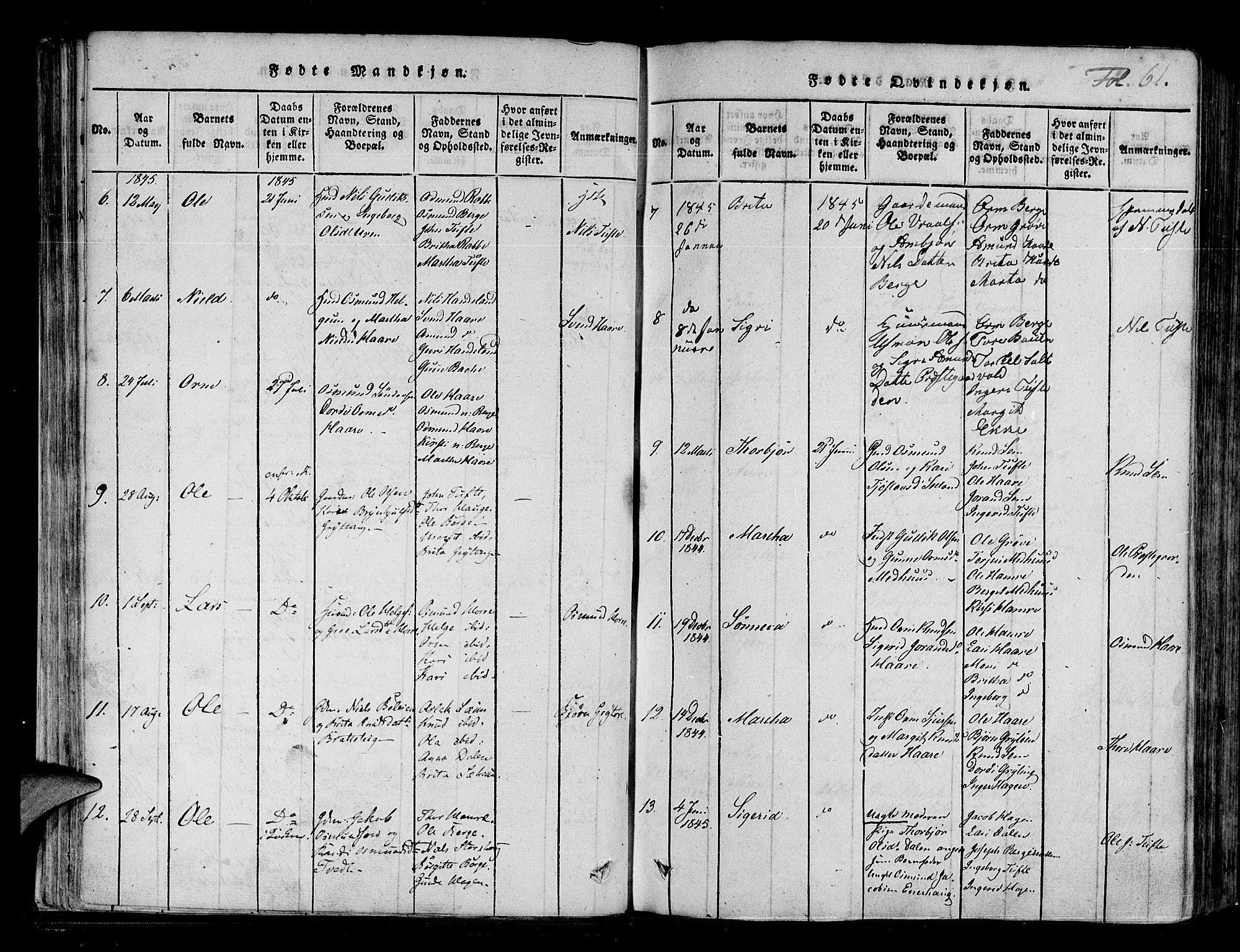 Røldal sokneprestembete, AV/SAB-A-100247: Ministerialbok nr. A 2, 1817-1856, s. 61
