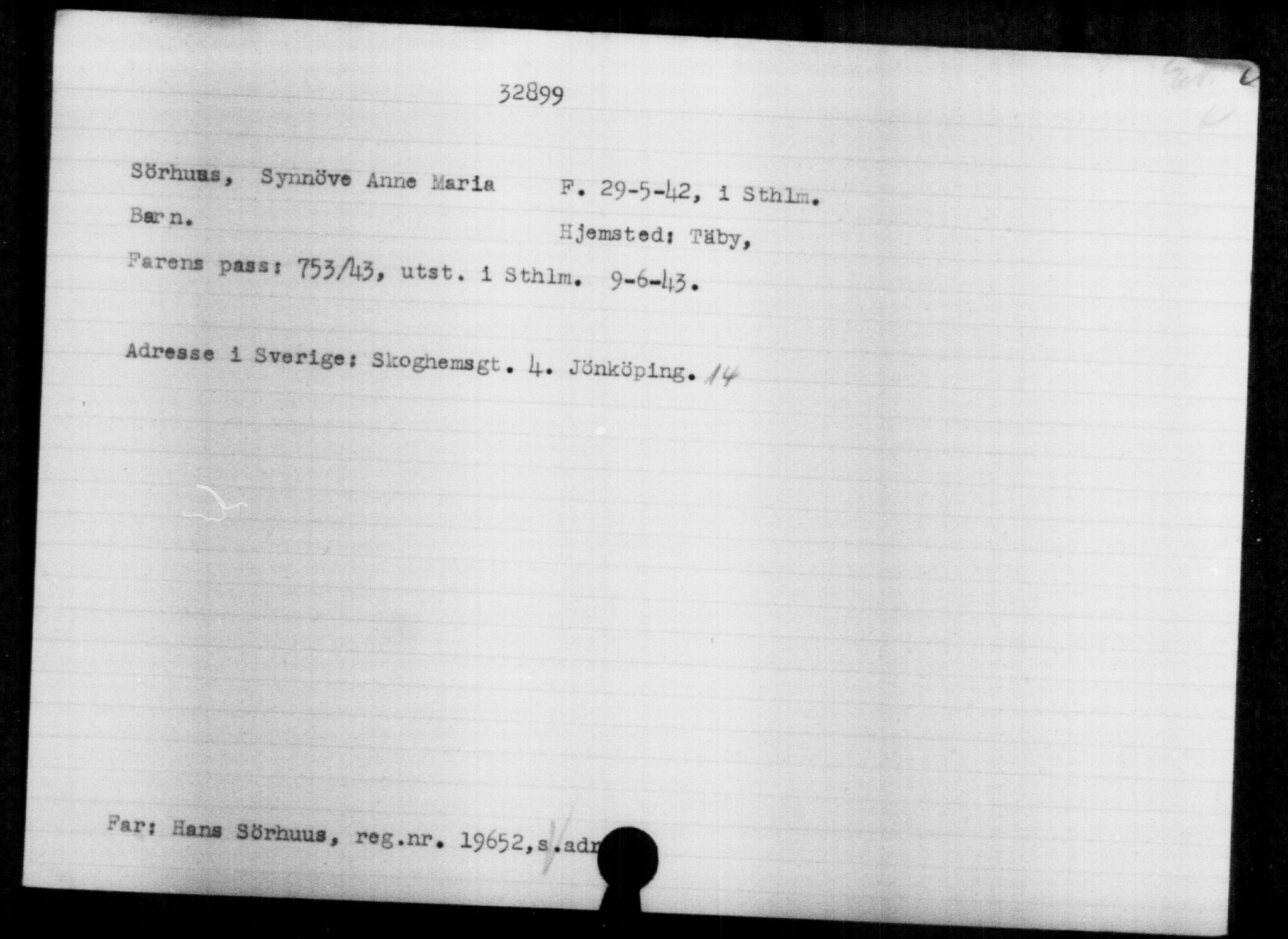 Utenriksstasjonene, Legasjonen i Stockholm, Flyktningkontoret, AV/RA-S-6753/V/Va/L0013: Kjesäterkartoteket, flyktninger med registreringsnr. 31500-34731, 1940-1945, s. 1460