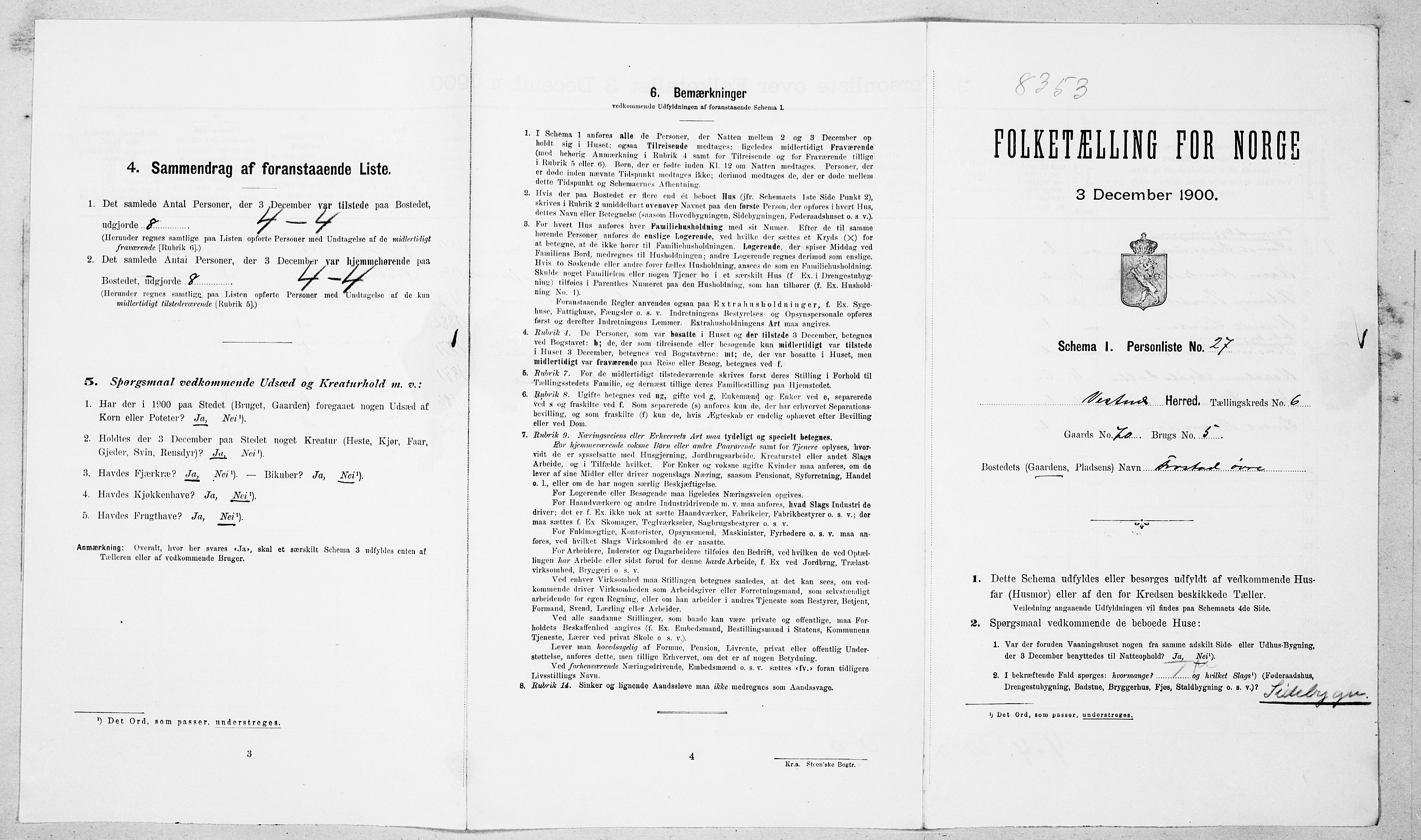 SAT, Folketelling 1900 for 1535 Vestnes herred, 1900, s. 663