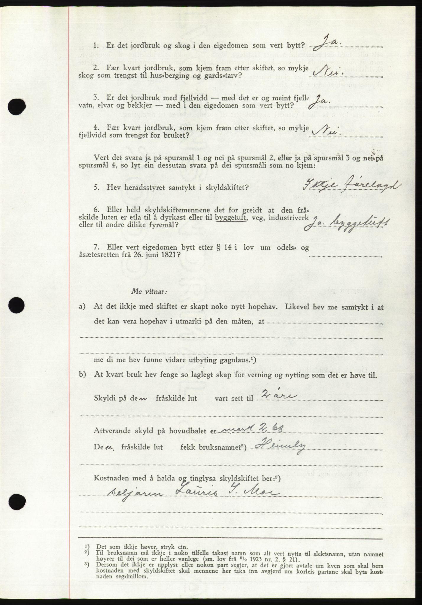 Søre Sunnmøre sorenskriveri, AV/SAT-A-4122/1/2/2C/L0081: Pantebok nr. 7A, 1947-1948, Dagboknr: 1274/1947