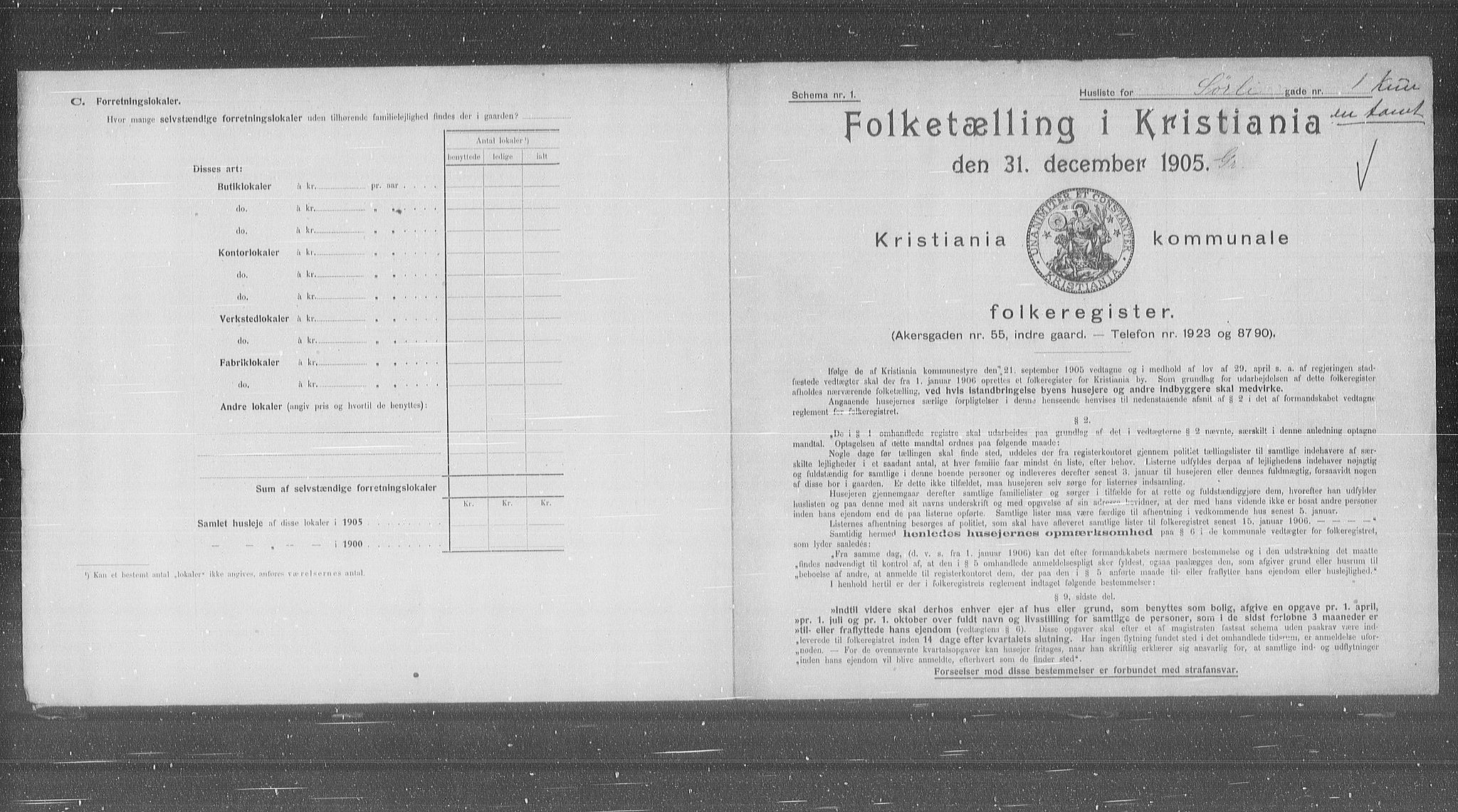 OBA, Kommunal folketelling 31.12.1905 for Kristiania kjøpstad, 1905, s. 55719