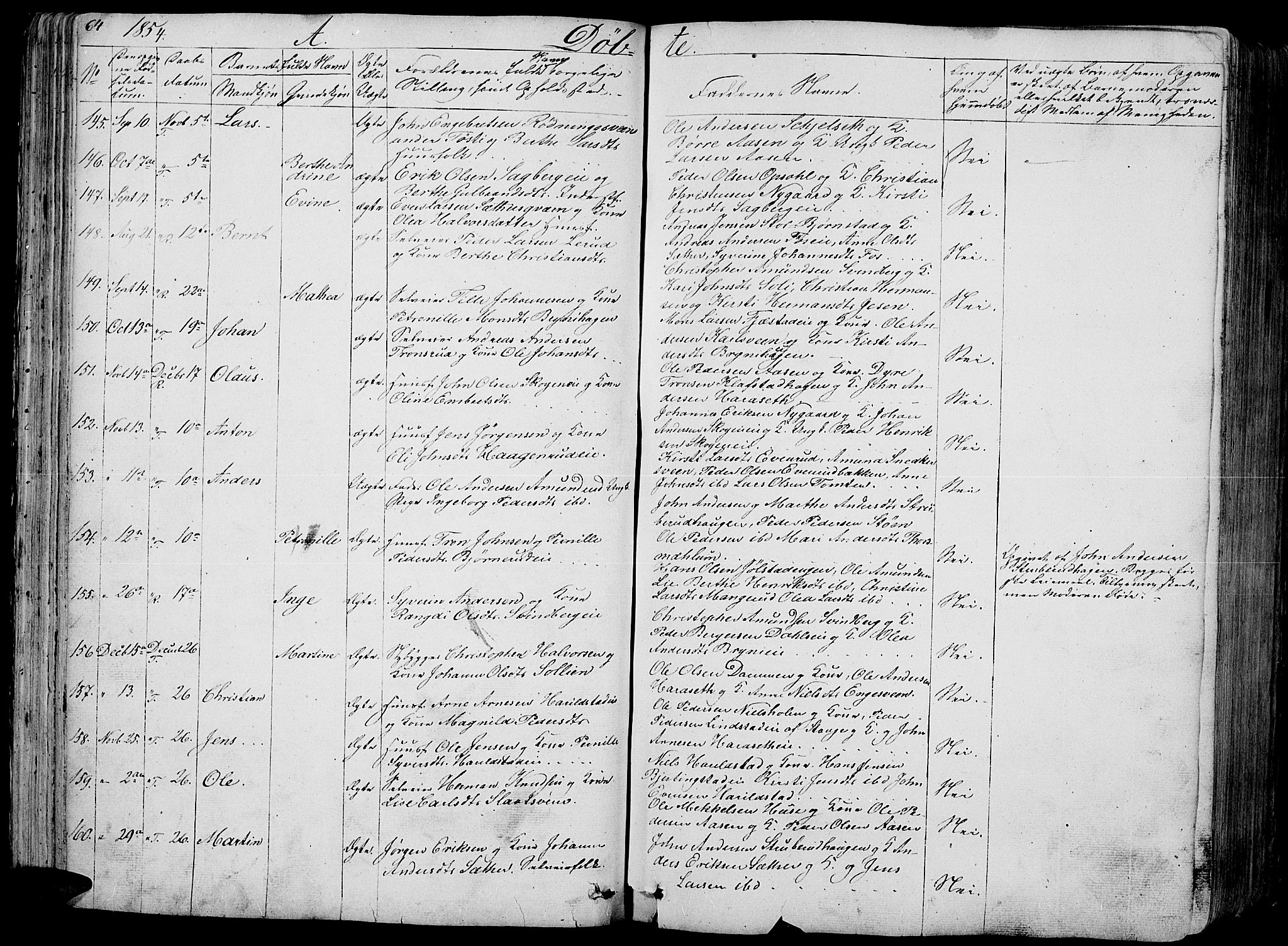 Romedal prestekontor, AV/SAH-PREST-004/L/L0009: Klokkerbok nr. 9, 1846-1866, s. 64