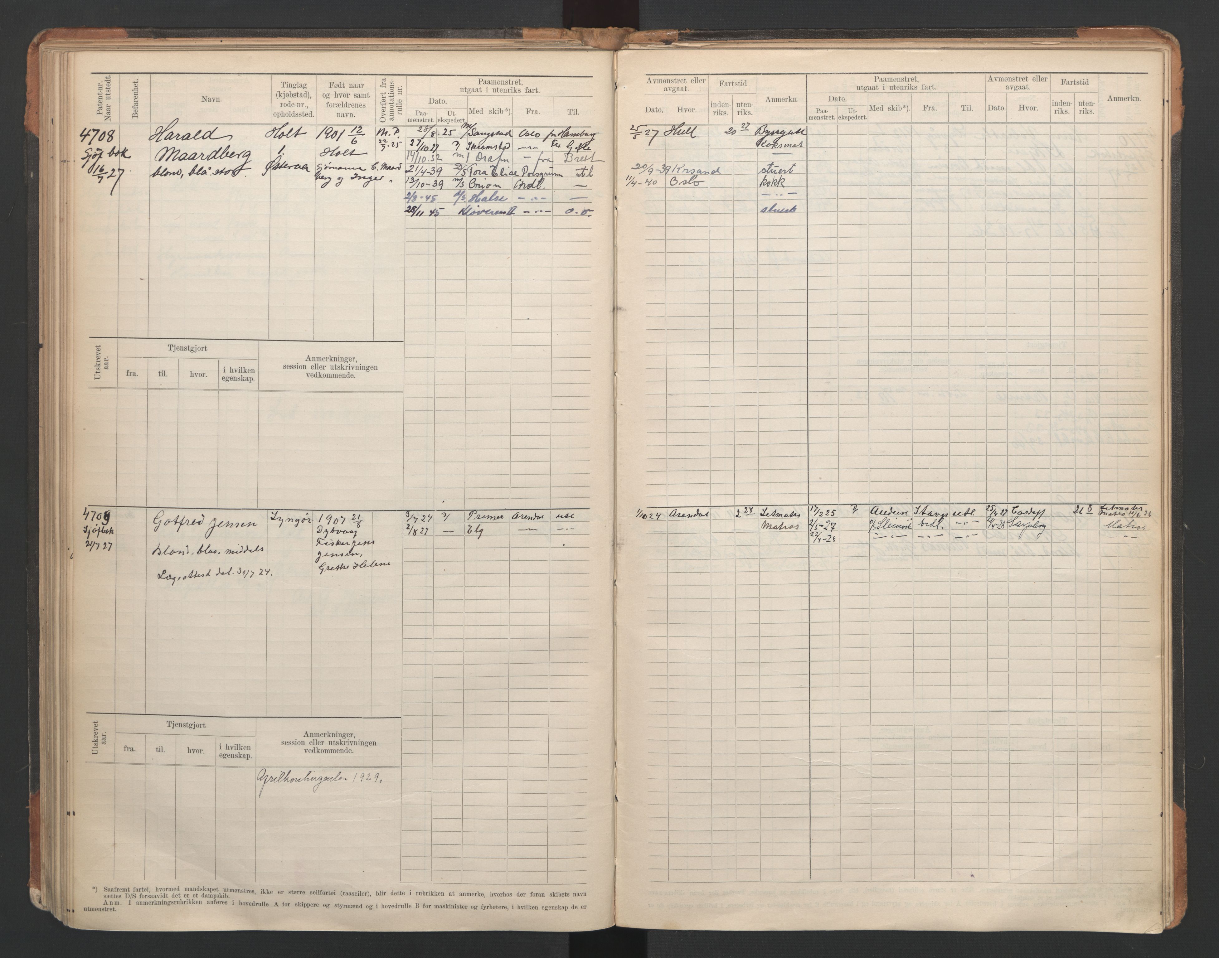 Tvedestrand mønstringskrets, AV/SAK-2031-0011/F/Fb/L0007: Hovedrulle A nr 4410-4803, R-8, 1912-1948, s. 155