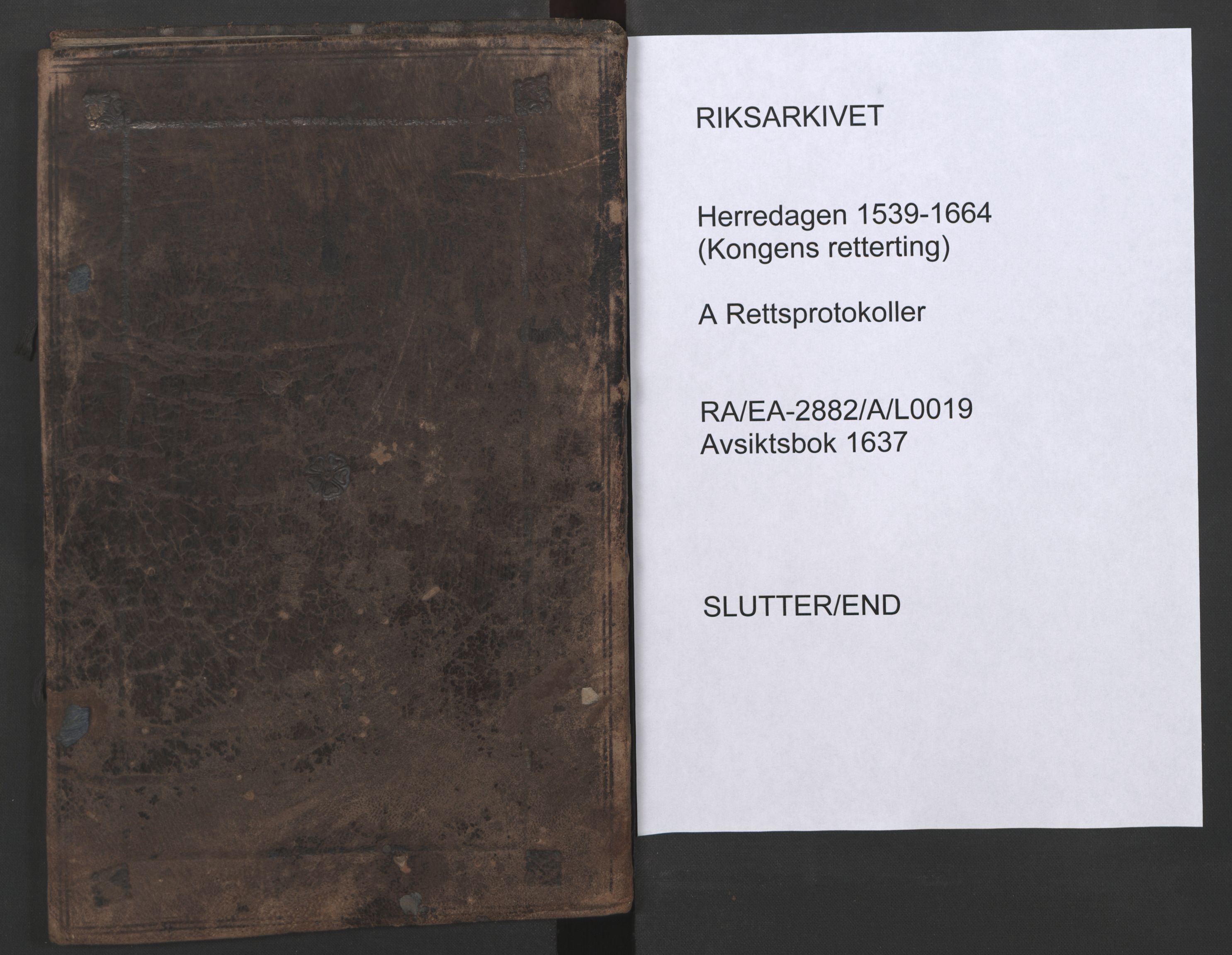 Herredagen 1539-1664  (Kongens Retterting), AV/RA-EA-2882/A/L0019: Avsiktsbok, 1637