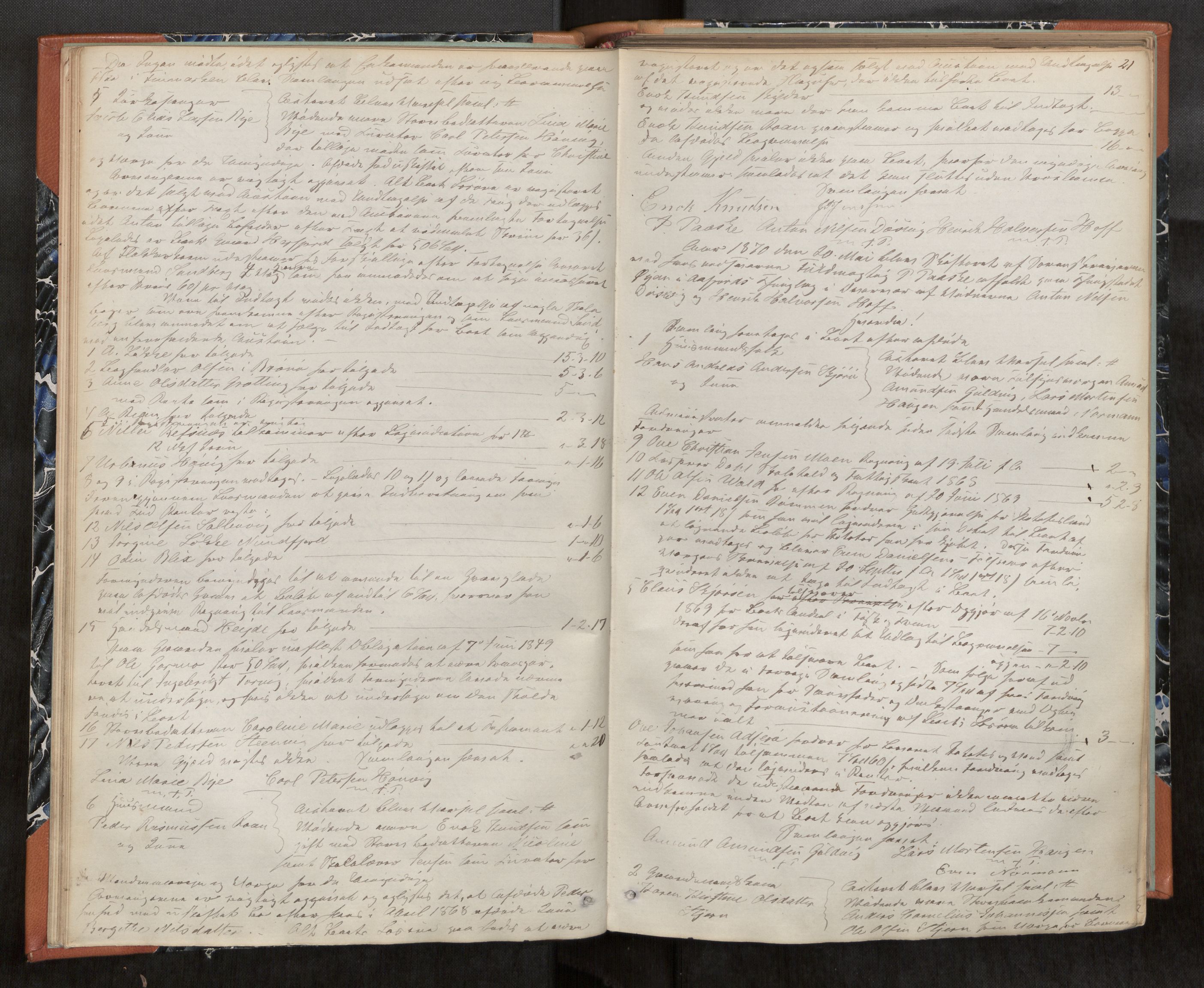 Fosen sorenskriveri, AV/SAT-A-1107/1/3/3B/L0004: Skiftebehandlingsprotokoll, 1868-1888, s. 21