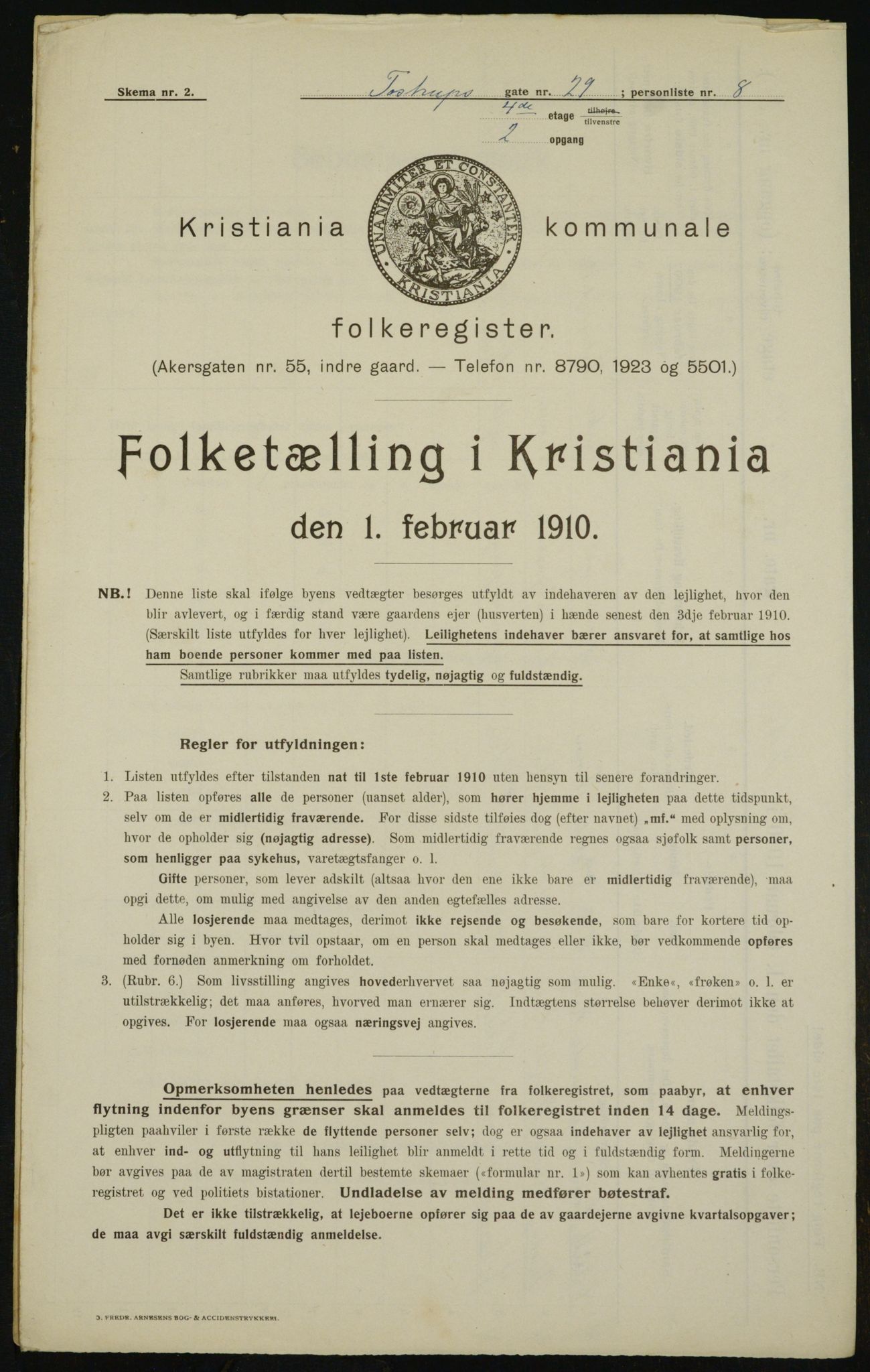 OBA, Kommunal folketelling 1.2.1910 for Kristiania, 1910, s. 109512