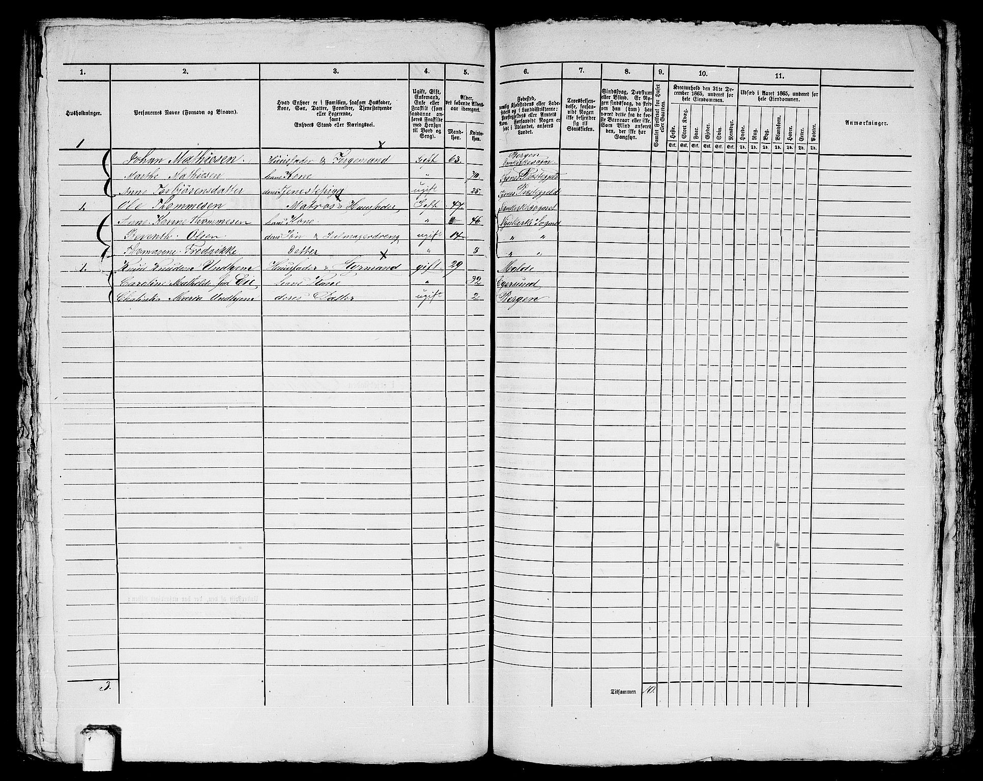 RA, Folketelling 1865 for 1301 Bergen kjøpstad, 1865, s. 858