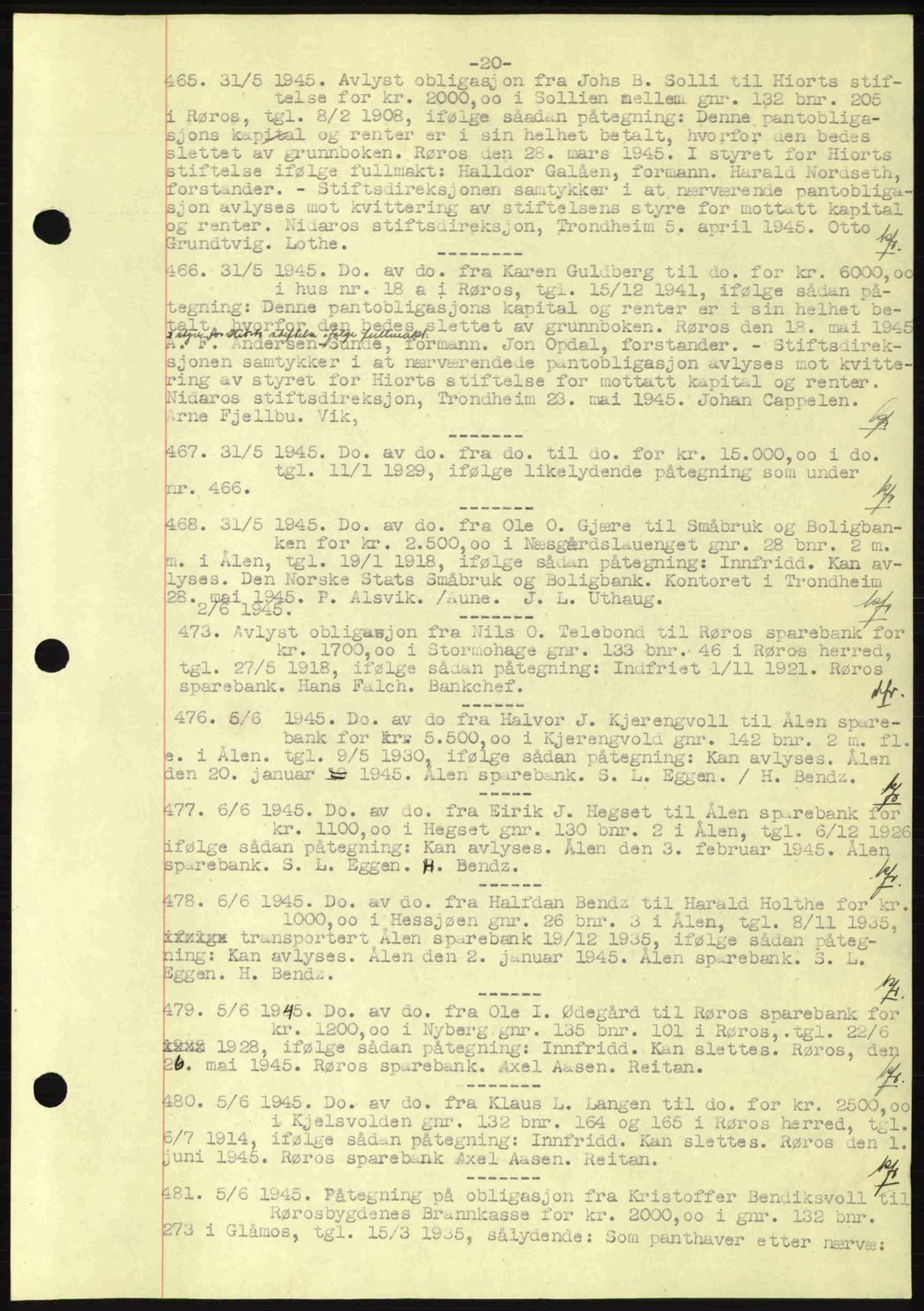 Gauldal sorenskriveri, SAT/A-0014/1/2/2C: Pantebok nr. A1a, 1945-1945, Dagboknr: 465/1945