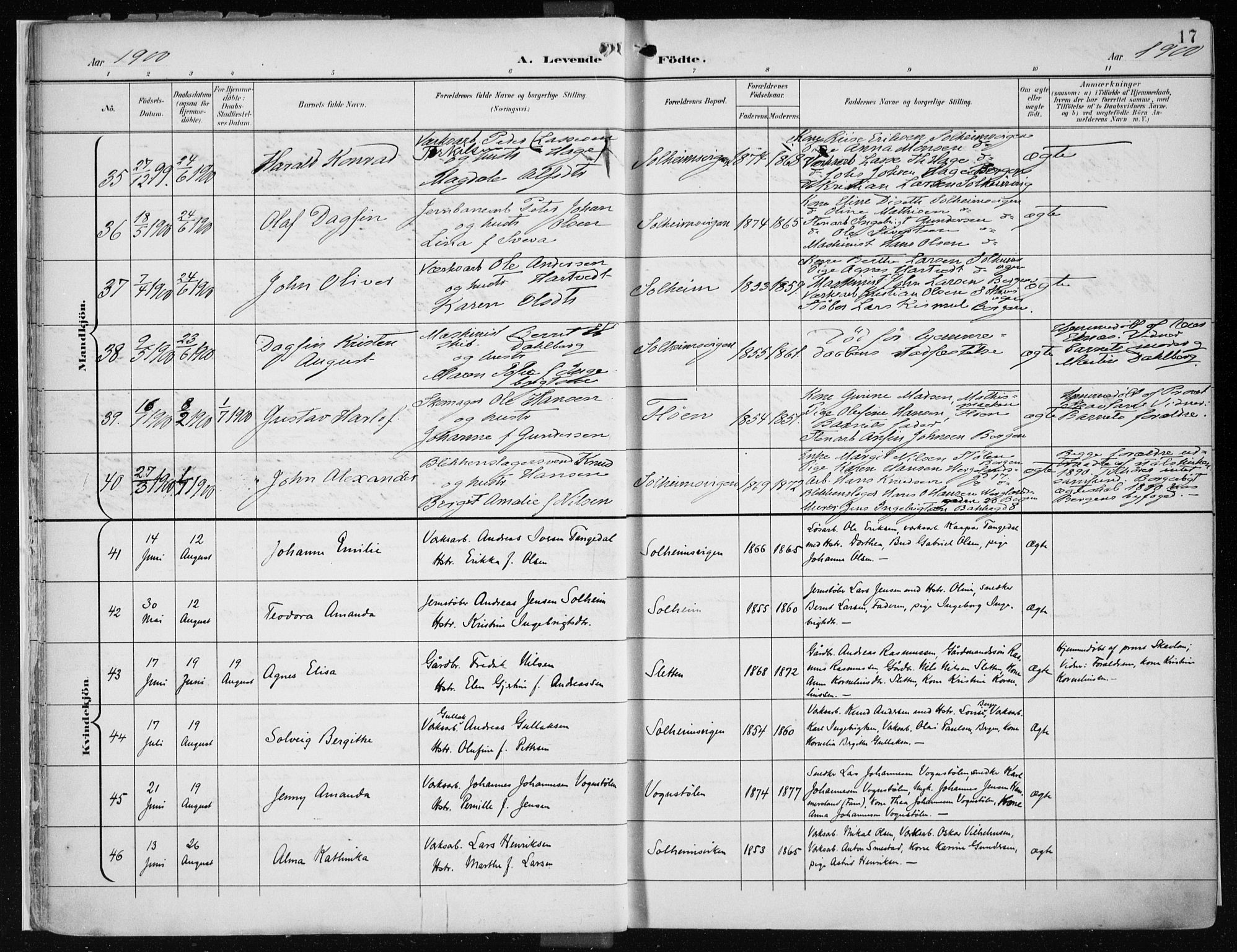 Årstad Sokneprestembete, AV/SAB-A-79301/H/Haa/L0002: Ministerialbok nr. A 2, 1899-1914, s. 17