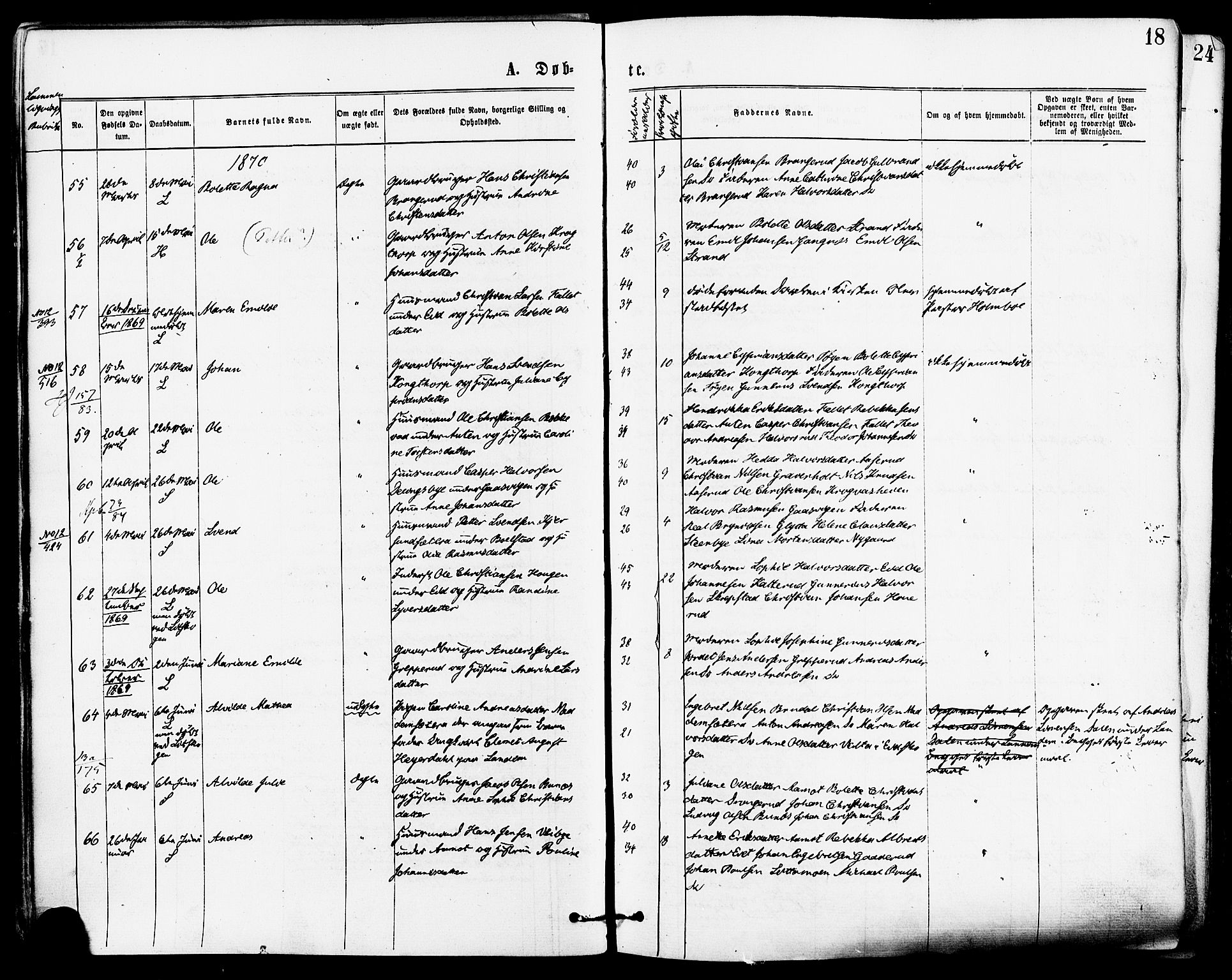 Høland prestekontor Kirkebøker, SAO/A-10346a/F/Fa/L0012.a: Ministerialbok nr. I 12A, 1869-1879, s. 18