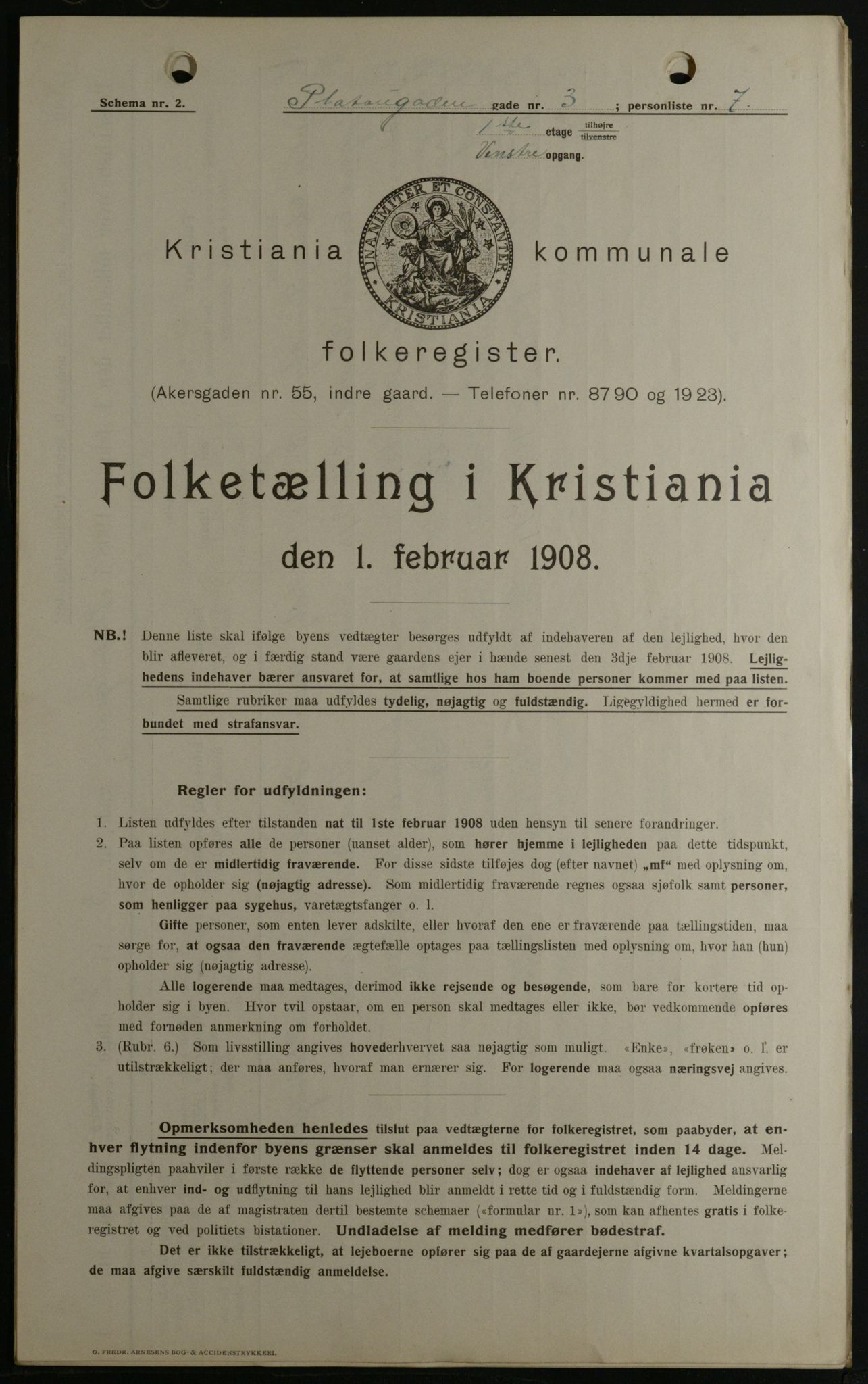 OBA, Kommunal folketelling 1.2.1908 for Kristiania kjøpstad, 1908, s. 72077