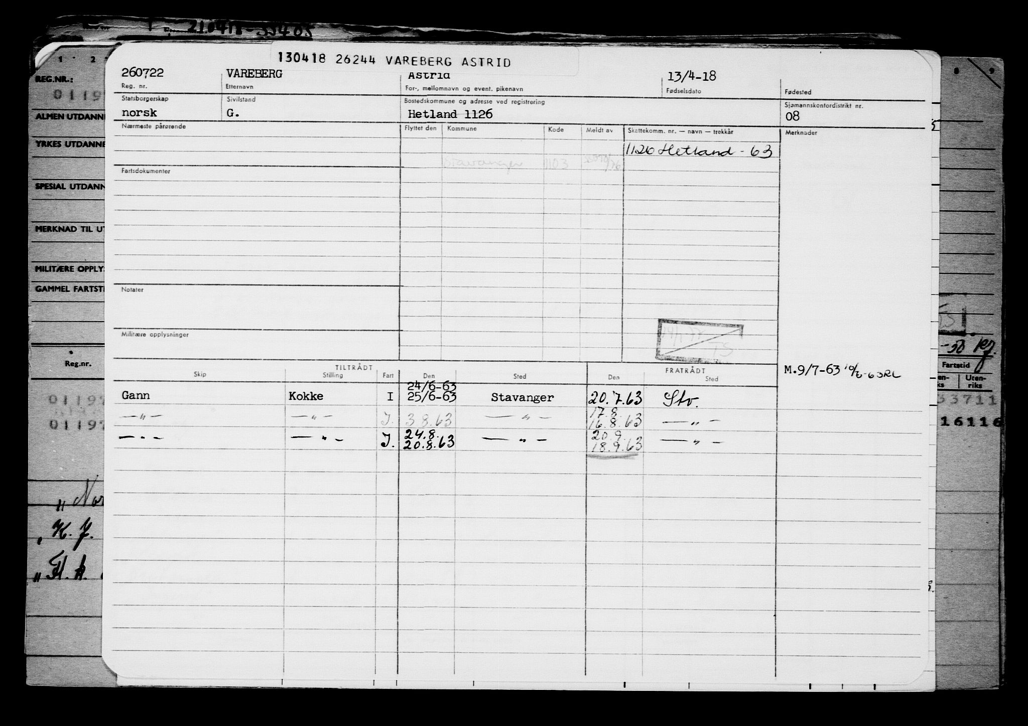 Direktoratet for sjømenn, AV/RA-S-3545/G/Gb/L0157: Hovedkort, 1918, s. 287