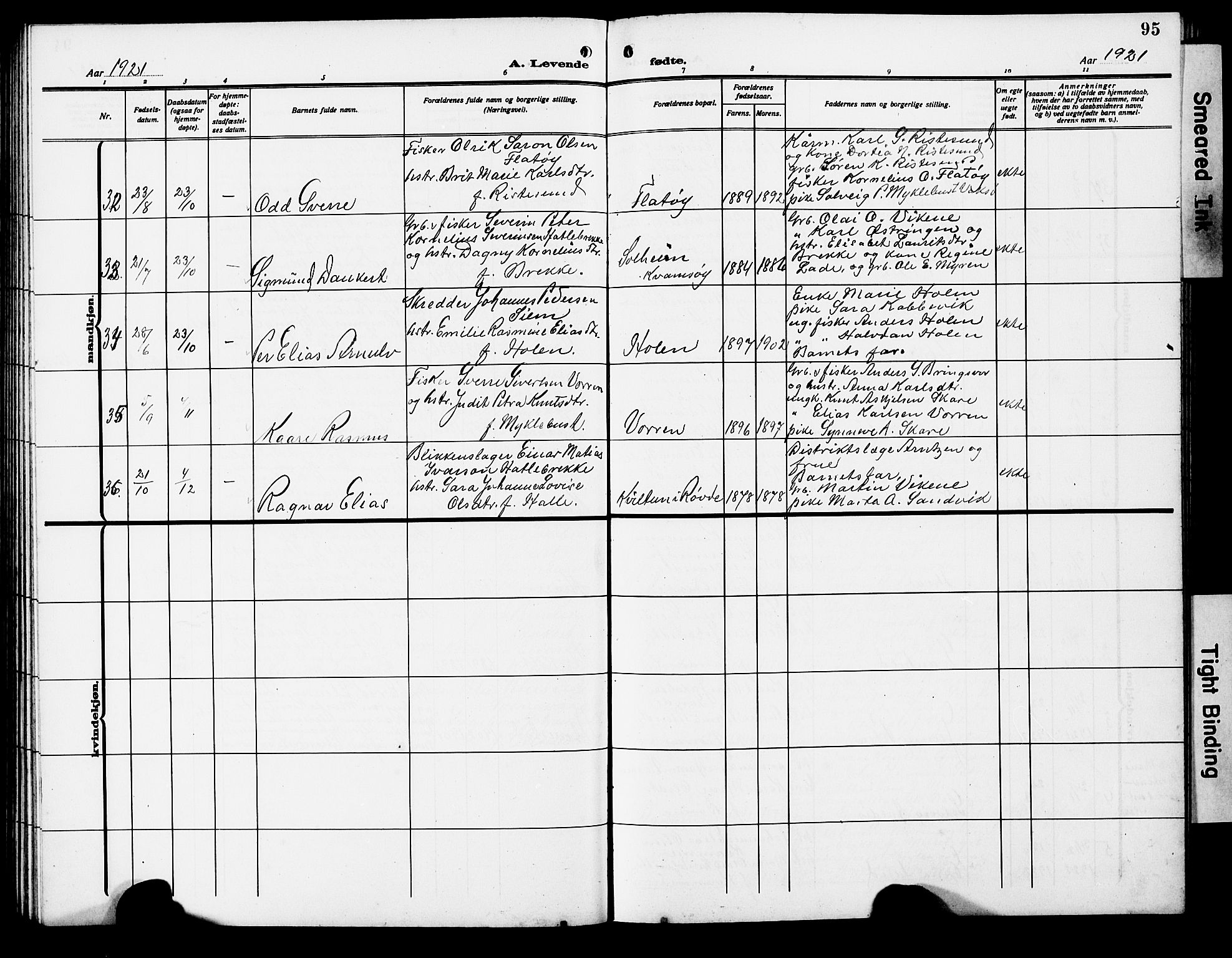 Ministerialprotokoller, klokkerbøker og fødselsregistre - Møre og Romsdal, AV/SAT-A-1454/503/L0050: Klokkerbok nr. 503C05, 1909-1922, s. 95