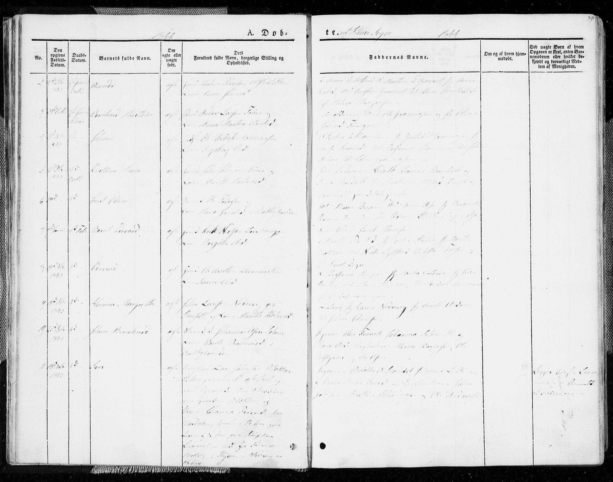 Ministerialprotokoller, klokkerbøker og fødselsregistre - Sør-Trøndelag, AV/SAT-A-1456/606/L0290: Ministerialbok nr. 606A05, 1841-1847, s. 39