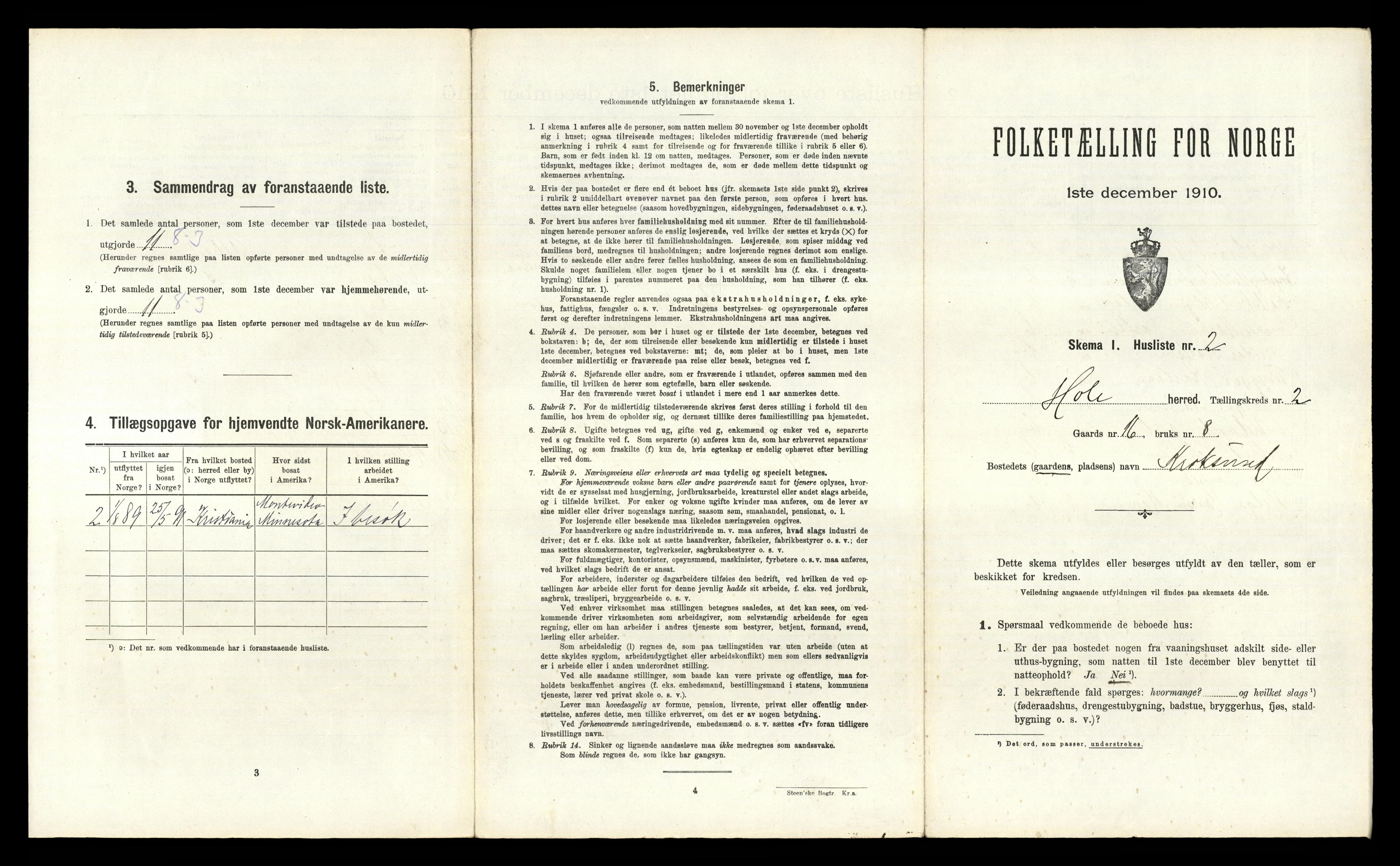 RA, Folketelling 1910 for 0612 Hole herred, 1910, s. 212