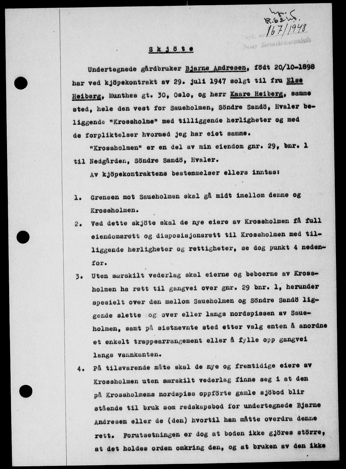 Onsøy sorenskriveri, SAO/A-10474/G/Ga/Gab/L0022: Pantebok nr. II A-22, 1947-1948, Dagboknr: 167/1948