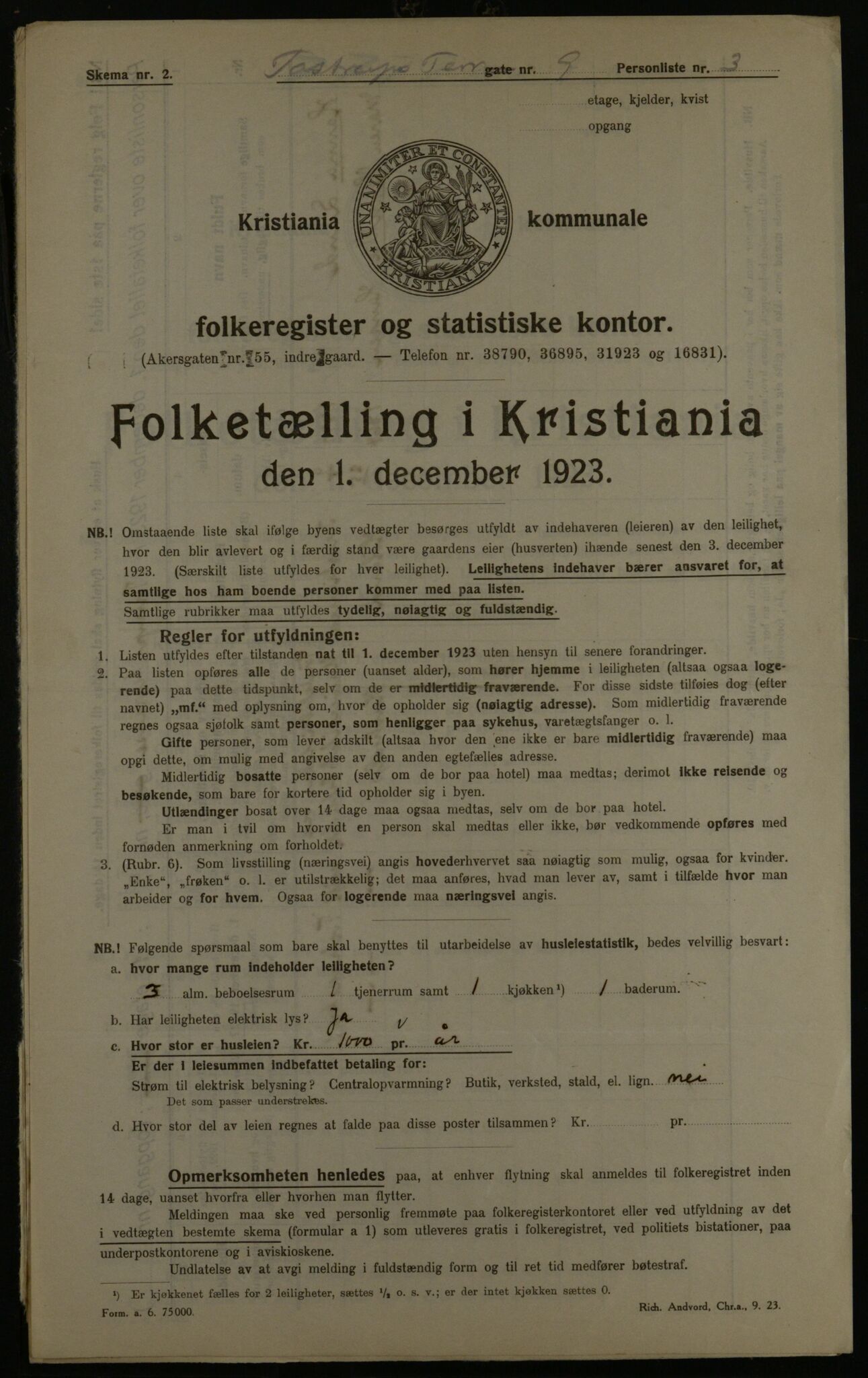 OBA, Kommunal folketelling 1.12.1923 for Kristiania, 1923, s. 127098