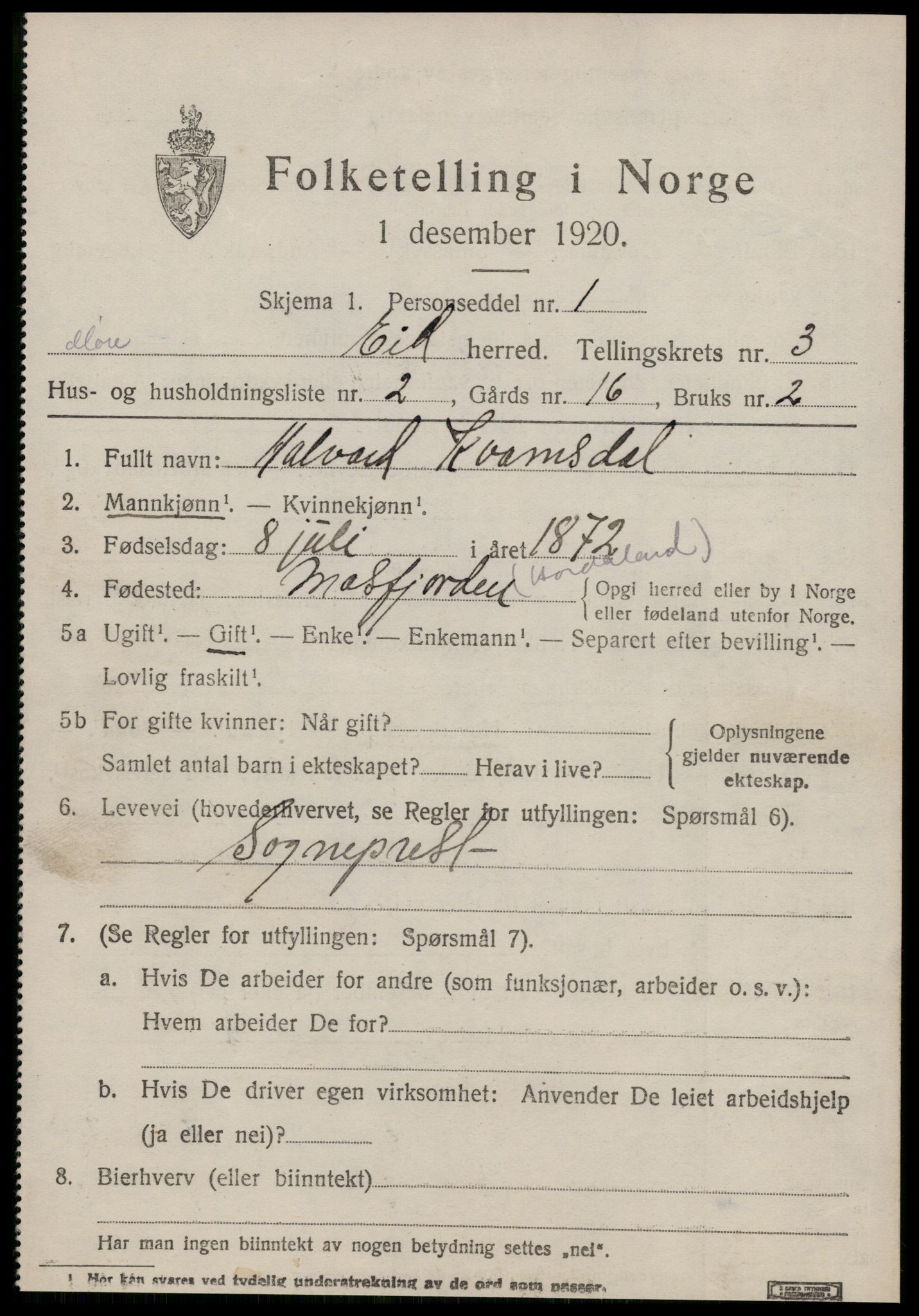SAT, Folketelling 1920 for 1538 Eid herred, 1920, s. 735