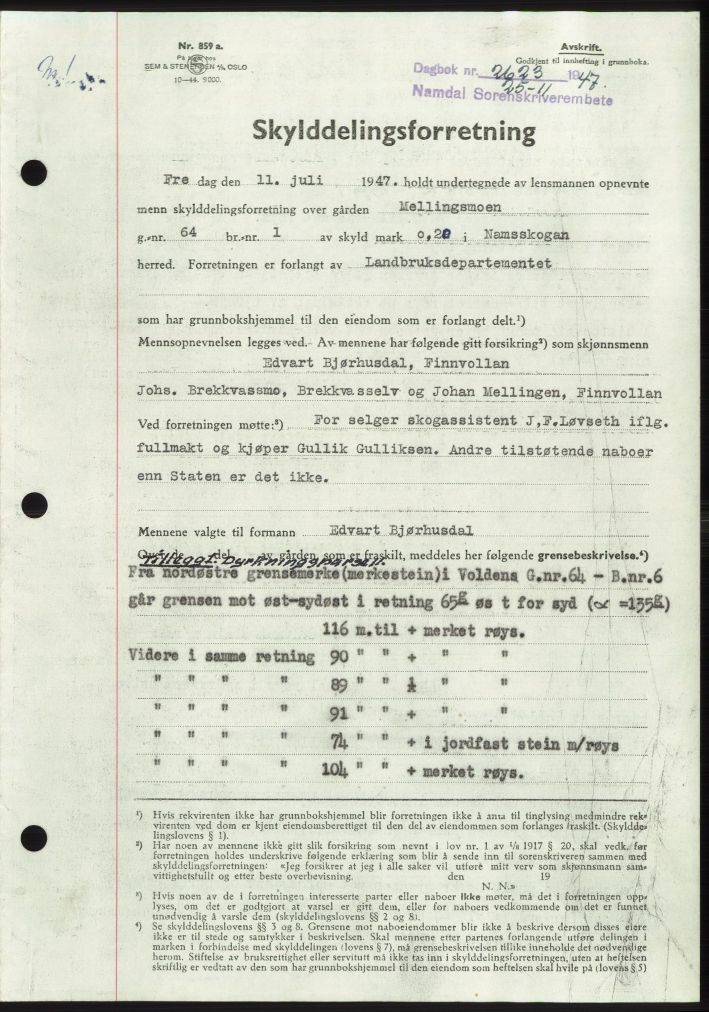 Namdal sorenskriveri, SAT/A-4133/1/2/2C: Pantebok nr. -, 1947-1948, Dagboknr: 2623/1947