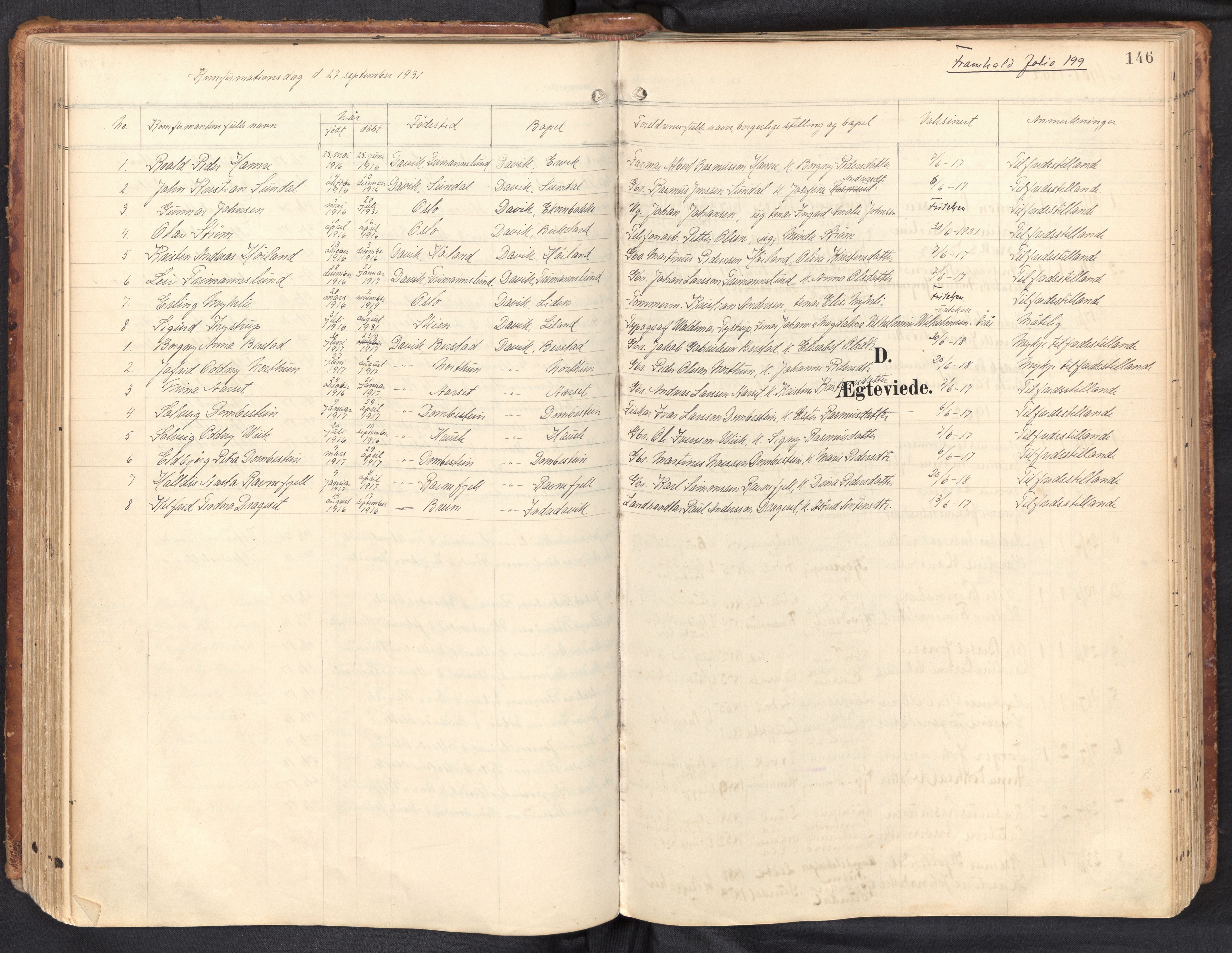 Davik sokneprestembete, AV/SAB-A-79701/H/Haa/Haab/L0002: Ministerialbok nr. B 2, 1901-1934, s. 146