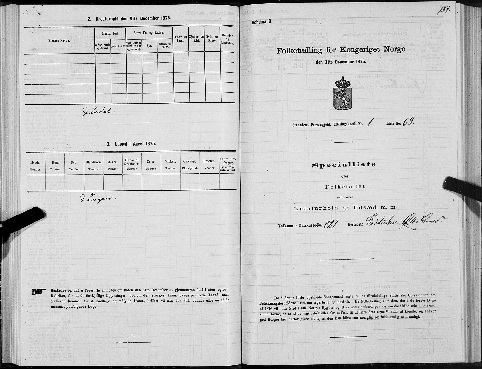 SAT, Folketelling 1875 for 1525P Stranda prestegjeld, 1875, s. 1137