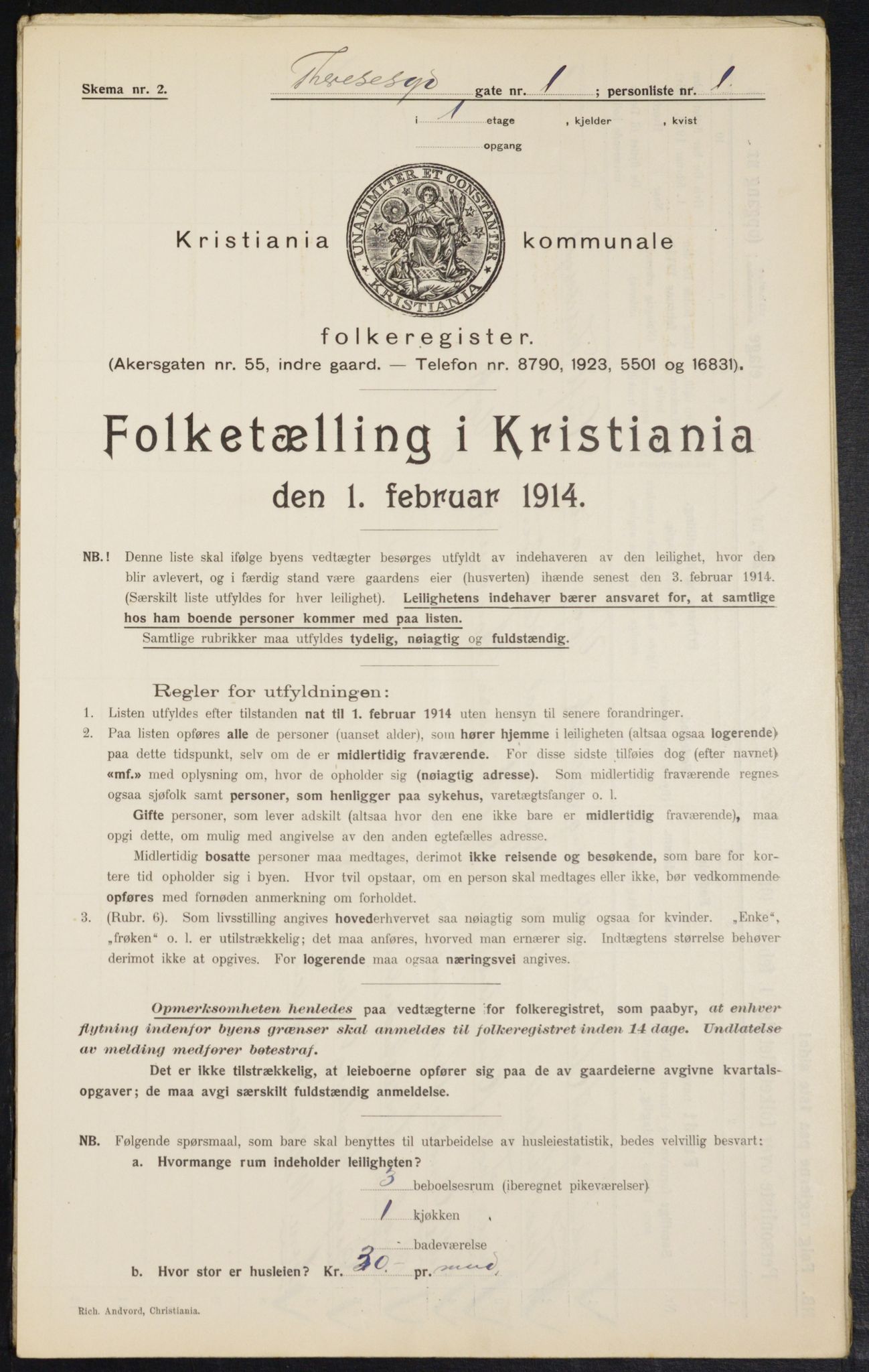 OBA, Kommunal folketelling 1.2.1914 for Kristiania, 1914, s. 108566